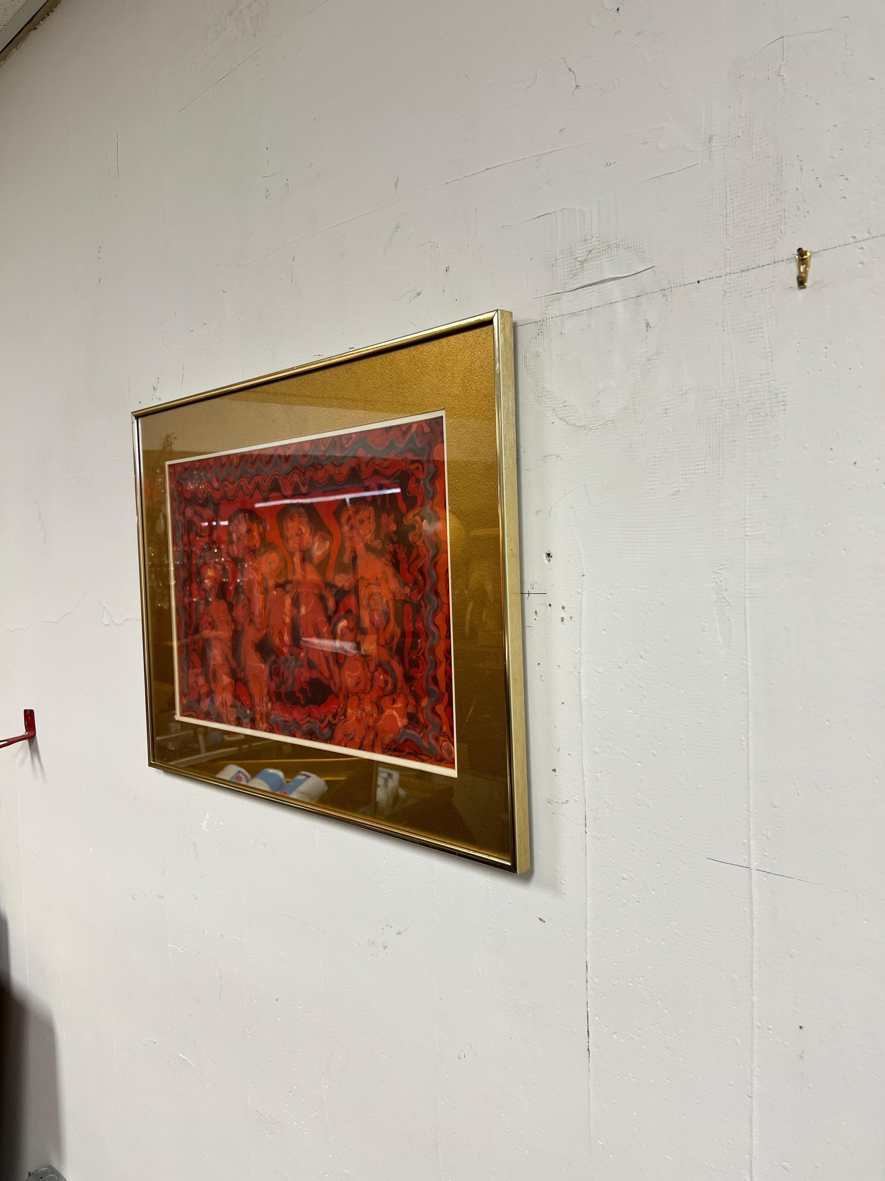 Mid-Century moderno Quadro batik del metà secolo Ladies In Hades di Marion Knudsen in vendita