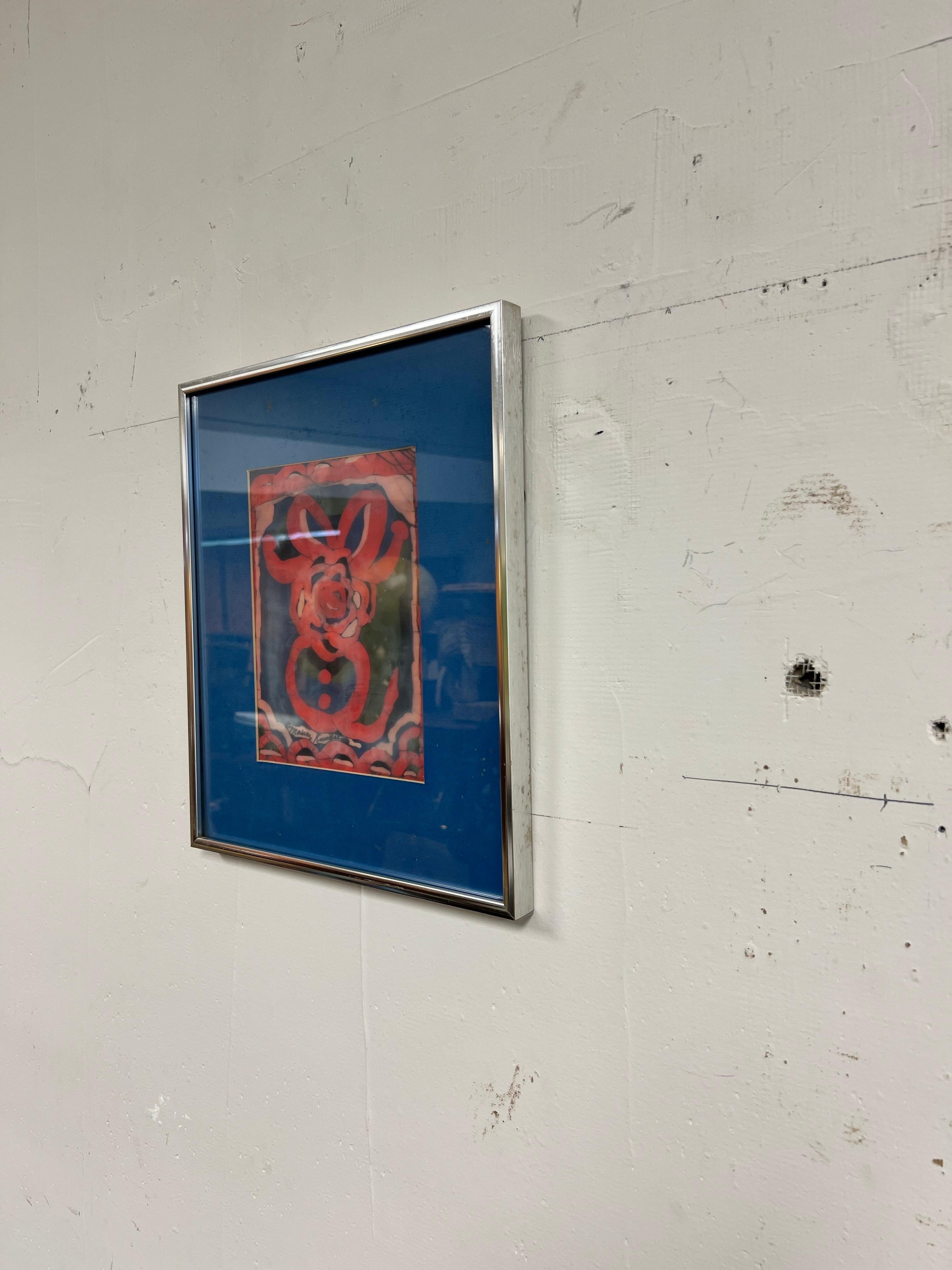 Mid-Century moderno Pittura batik del metà del secolo scorso Arco Rosso Marion Knudsen in vendita