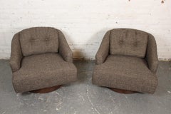 Mid-Century Baughman Style Reupholstered Swivel Chairs