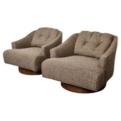 Mid-Century Baughman Style Reupholstered Swivel Chairs