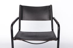 Mid-Century Bauhaus Cantilever Chair – Black Leather, Attributed to Mart Stam