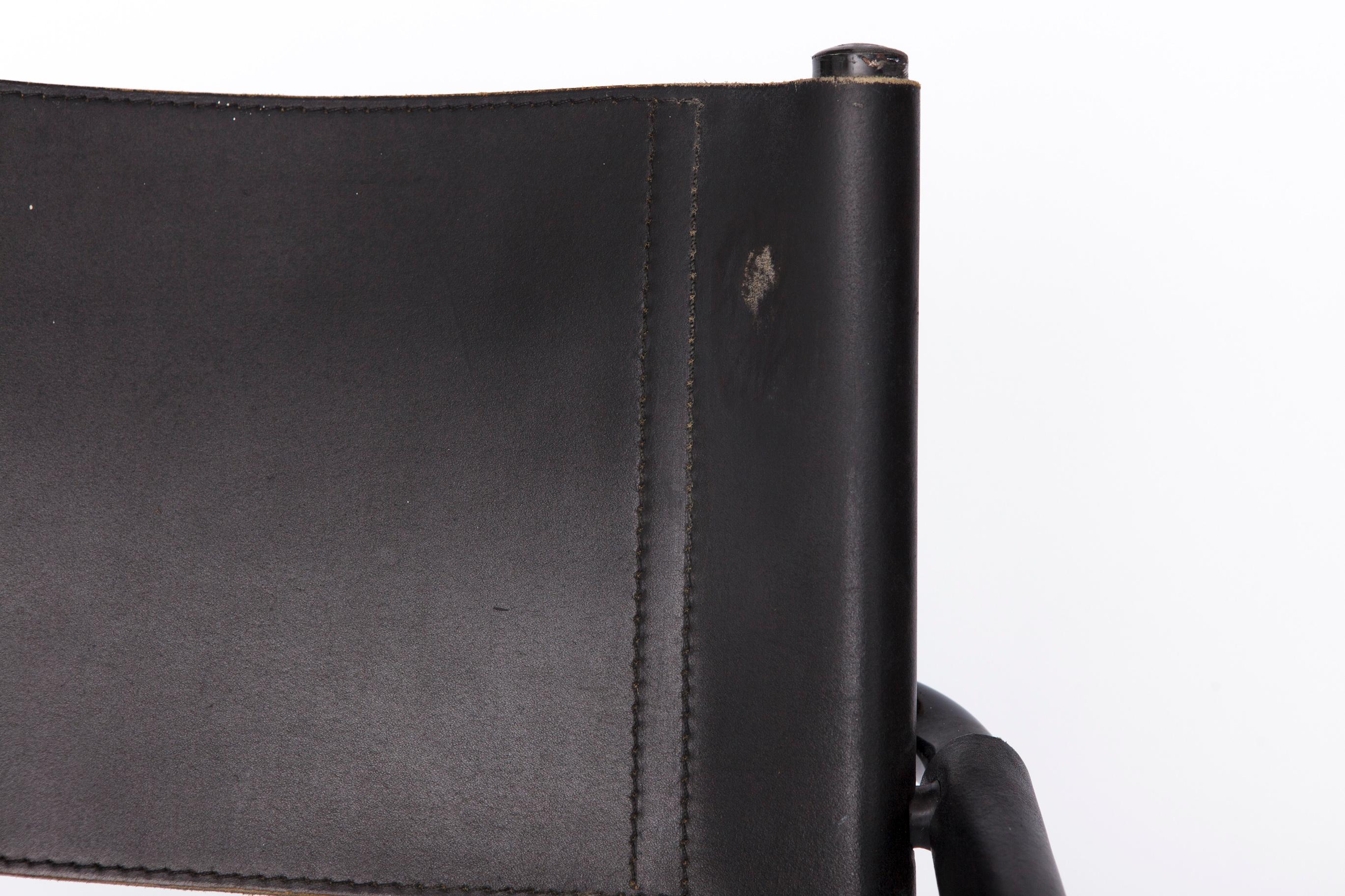 Mid-Century moderno Sedia a sbalzo Bauhaus di metà secolo - Pelle nera, attribuita a Mart Stam in vendita