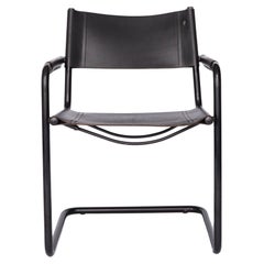 Mid-Century Bauhaus Cantilever Chair – Black Leather, Attributed to Mart Stam
