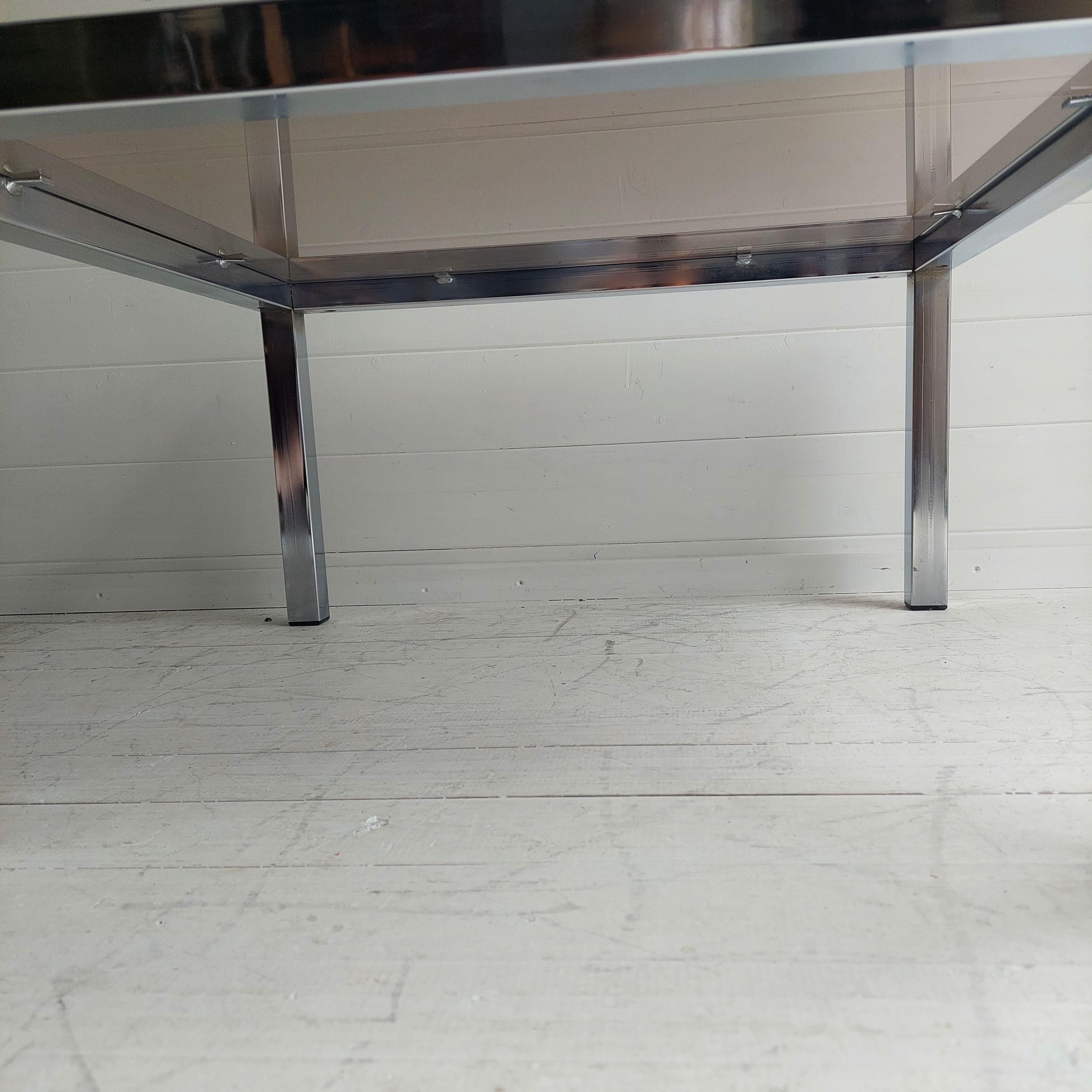 Mid-Century Bauhaus Chrome and Smoked Glass Coffee Table, 1970s For Sale 3