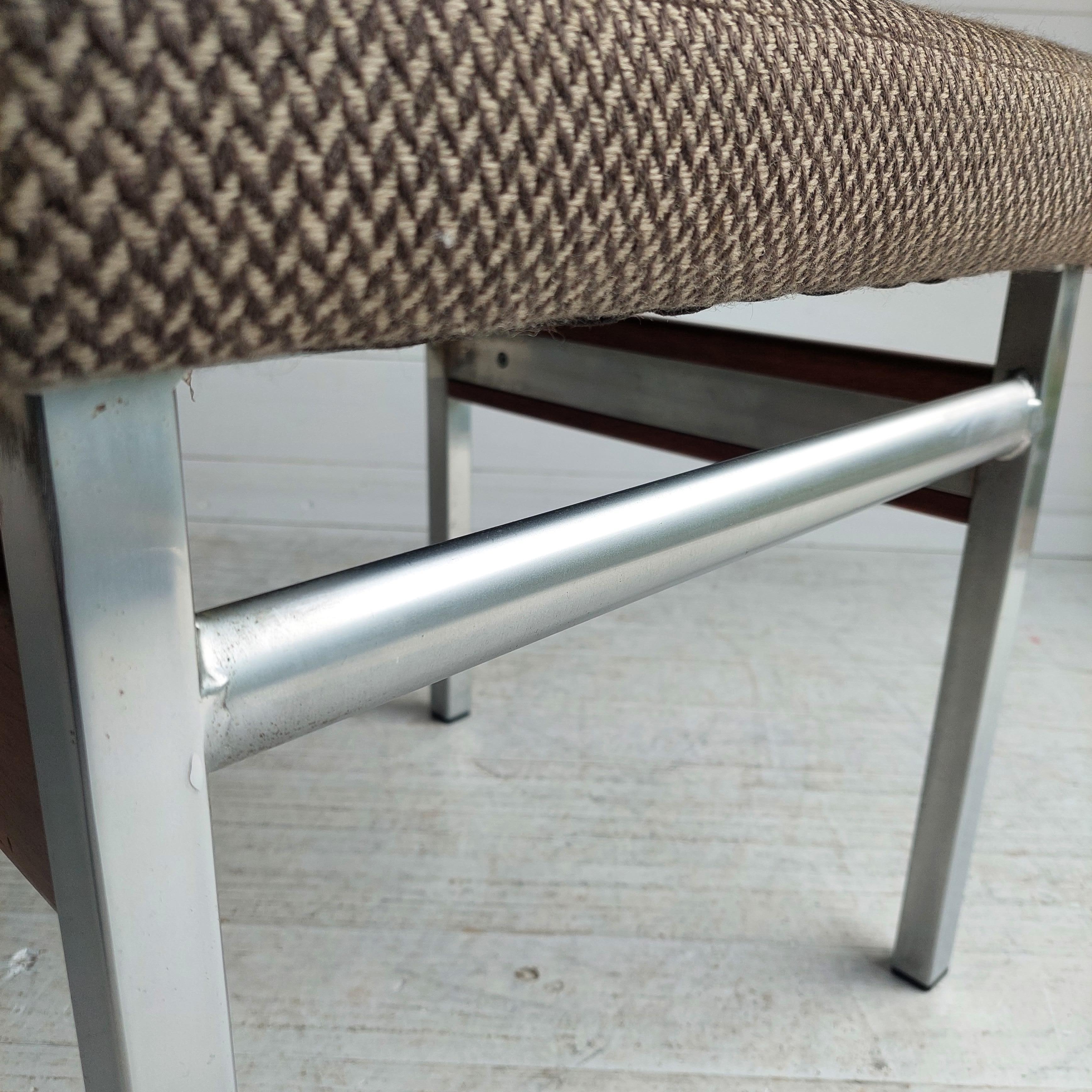 Mid Century Bauhaus Chrome teak fabric Dressing table stool footrest , 1960s For Sale 12