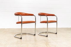 Mid Century Bauhaus Design Anton Lorenz Chrome and Vinyl Cantilever Chairs