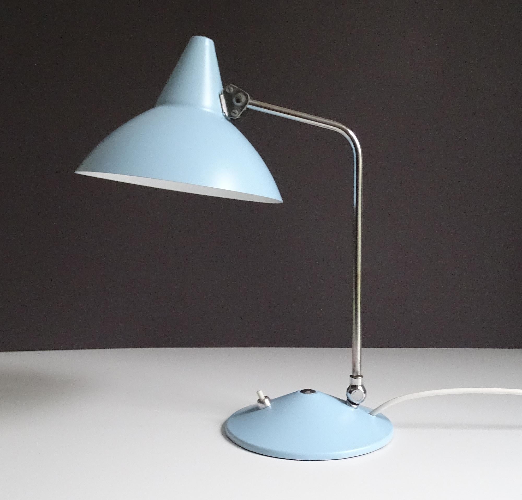 Stilnovo Style  Table  Desk Lamp, Chrome Blue, 1960s, Mid Century 3