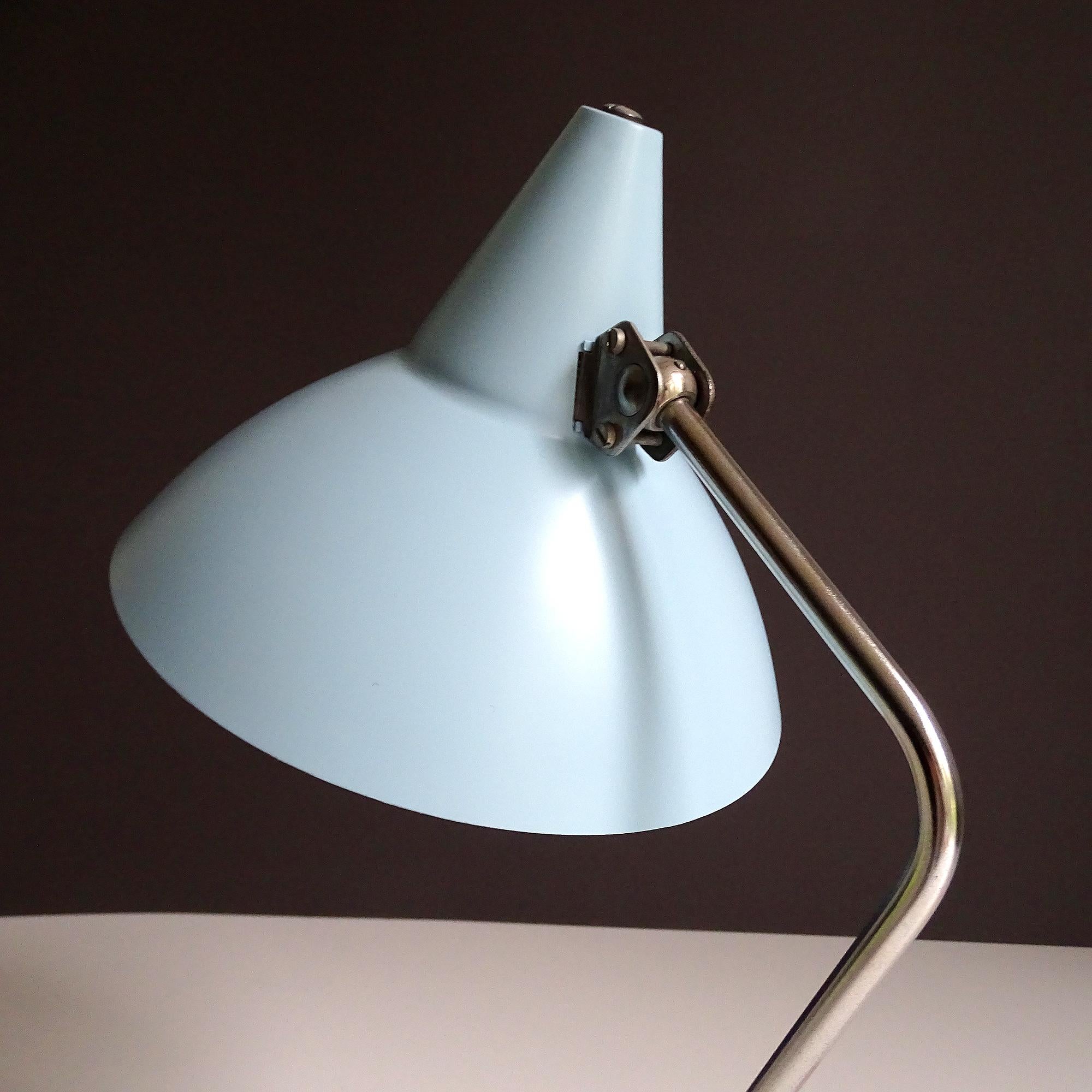 Stilnovo Style  Table  Desk Lamp, Chrome Blue, 1960s, Mid Century 6