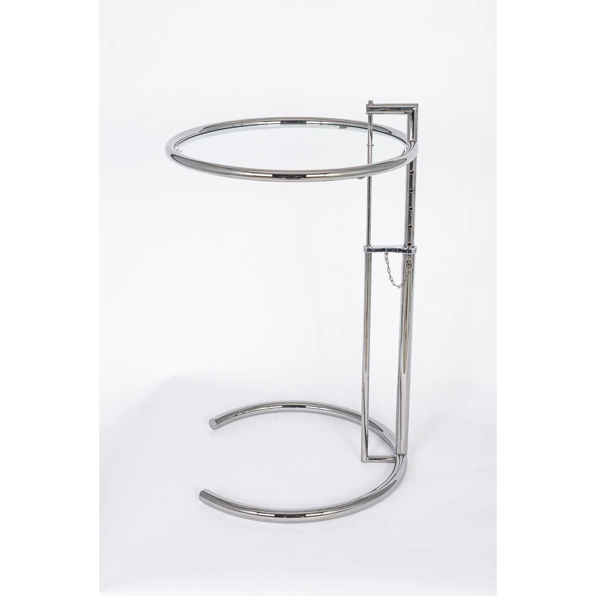 Unknown Midcentury Bauhaus E1027 Side Table in Steel & Glass by Eileen Gray