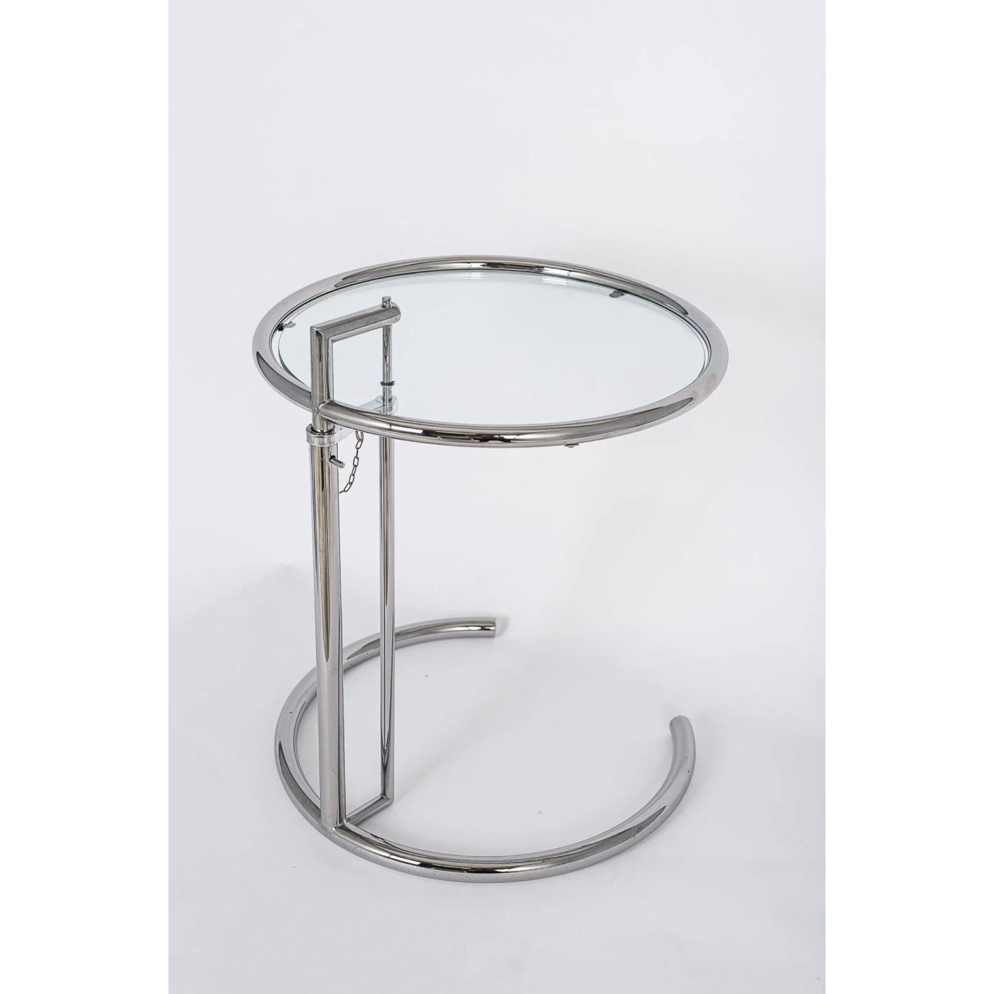 Midcentury Bauhaus E1027 Side Table in Steel & Glass by Eileen Gray In Good Condition In Detroit, MI
