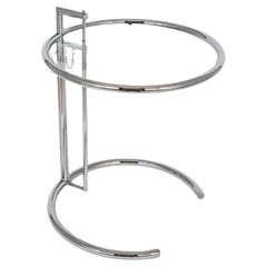 Midcentury Bauhaus E1027 Side Table in Steel & Glass by Eileen Gray
