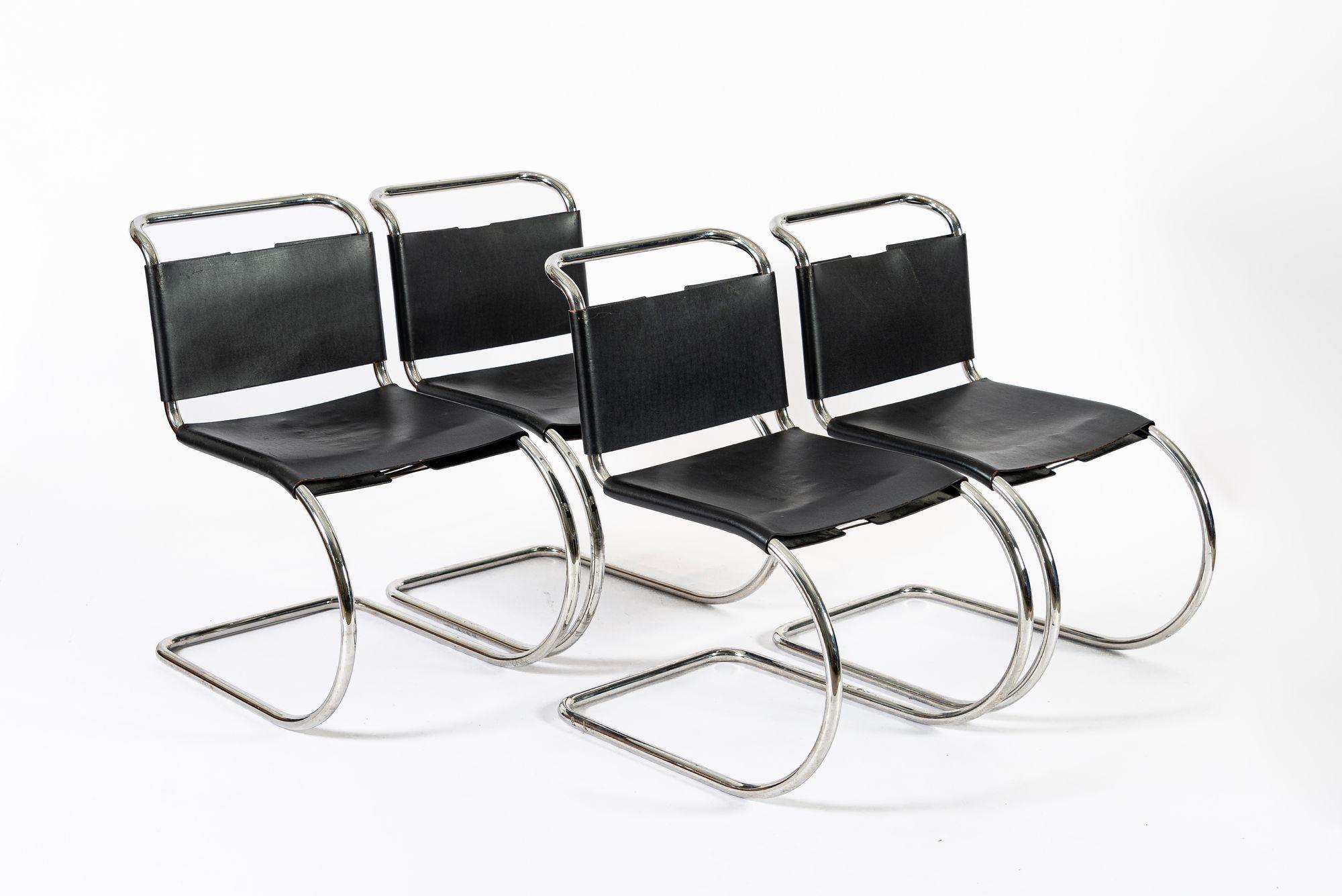 Fin du 20e siècle Chaises d'appoint MR 10 noires Bauhaus du milieu du siècle par Mies van der Rohe pour Knoll en vente