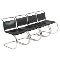 Vintage Mid Century Bauhaus MR 10 Black Side Chairs by Mies van der Rohe for Knoll