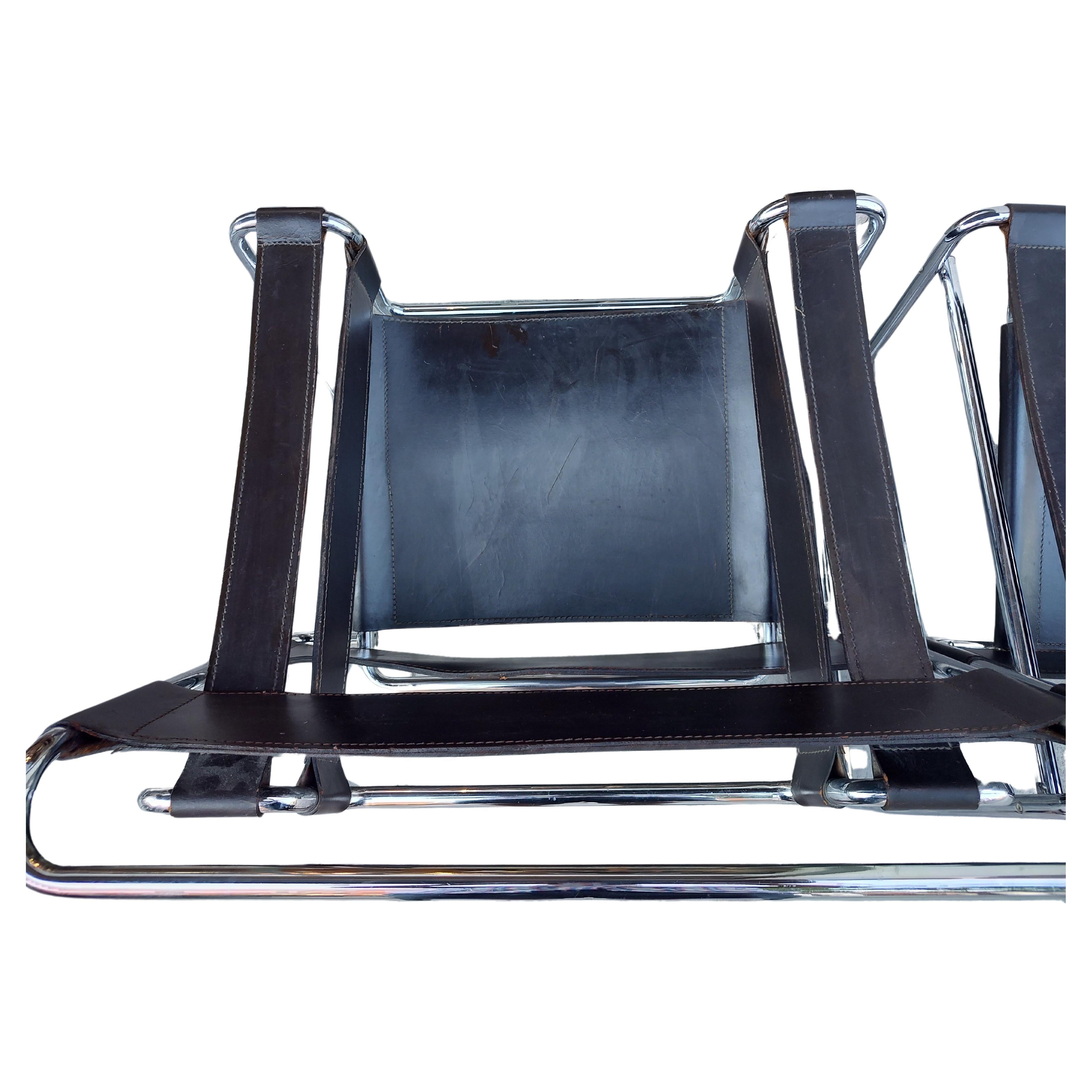 Mid-Century Modern Paire de chaises Wassily du milieu du siècle dernier de style Bauhaus par Marcel Breur Gavina Stendig