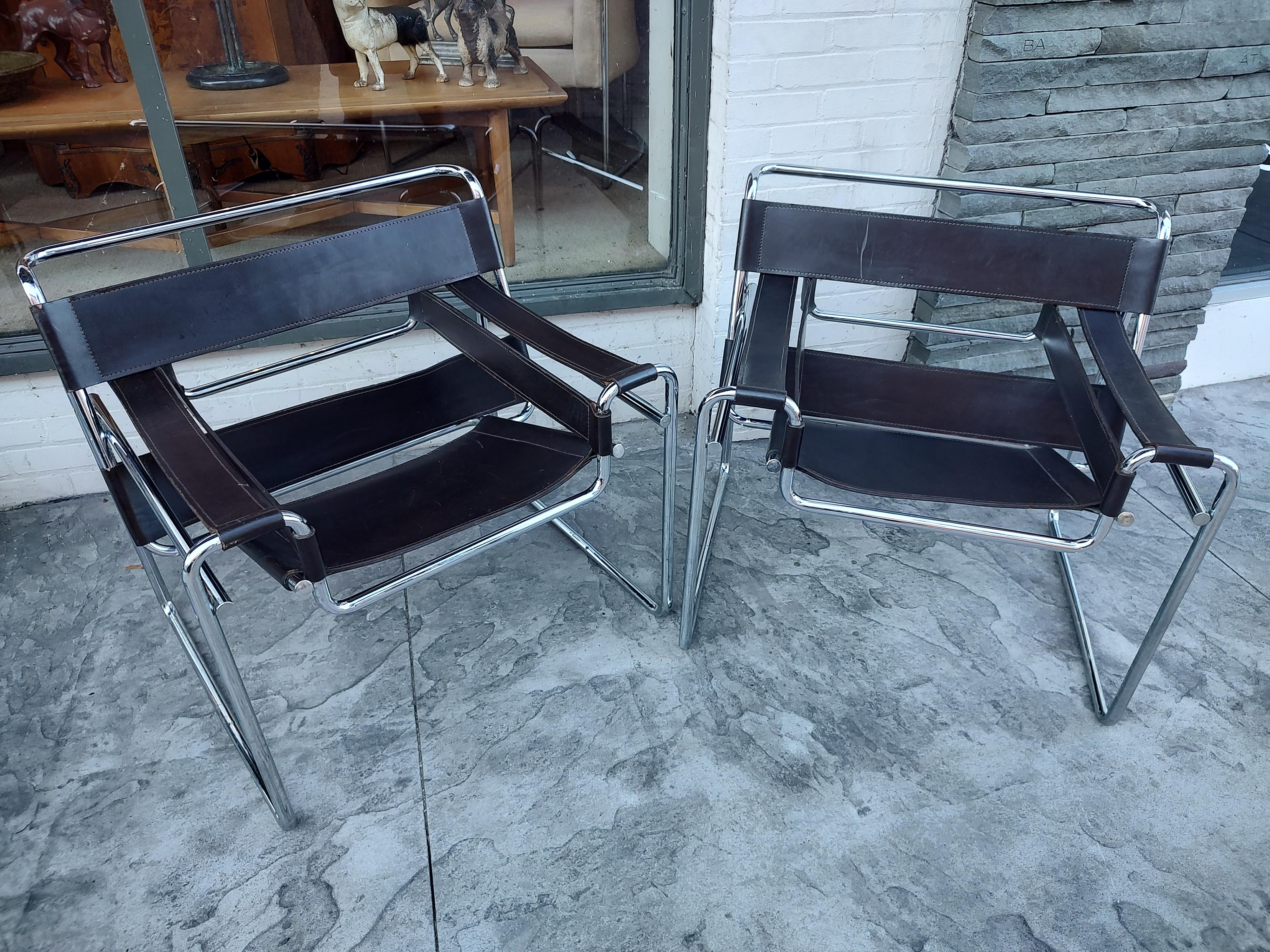 Mid Century Bauhaus Pair of Wassily Chairs by Marcel Breur Gavina Stendig For Sale 3