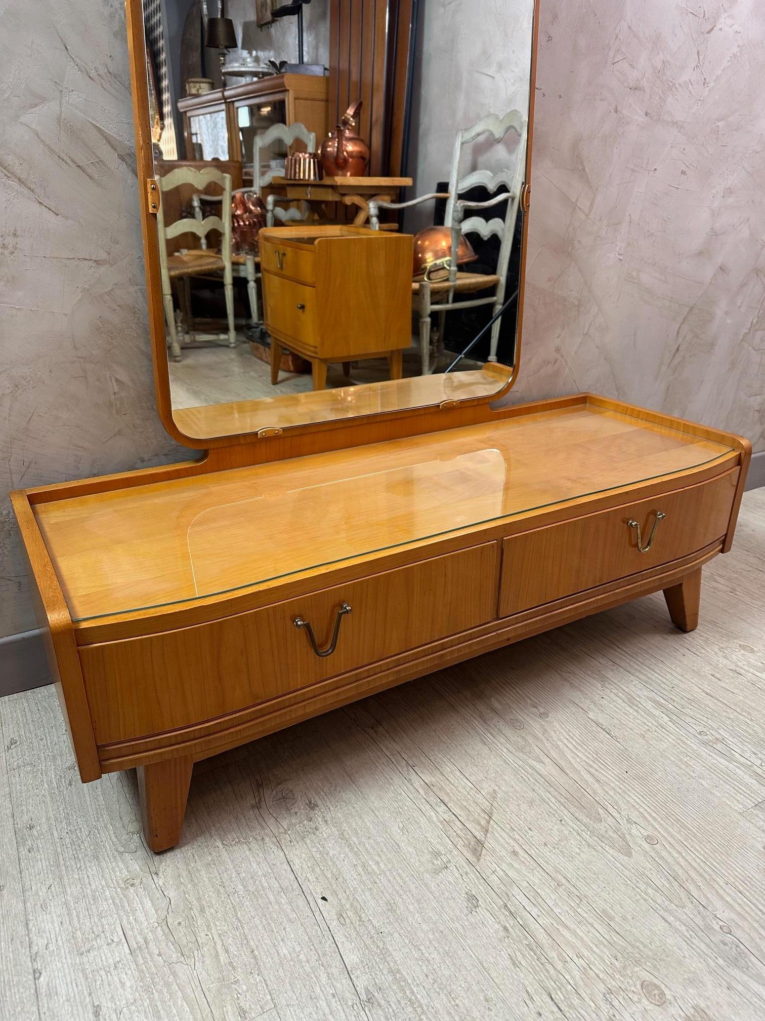 German Mid-century Bauhaus Style Ash Veneer Hairdresser or Vanities Table, 1950s For Sale