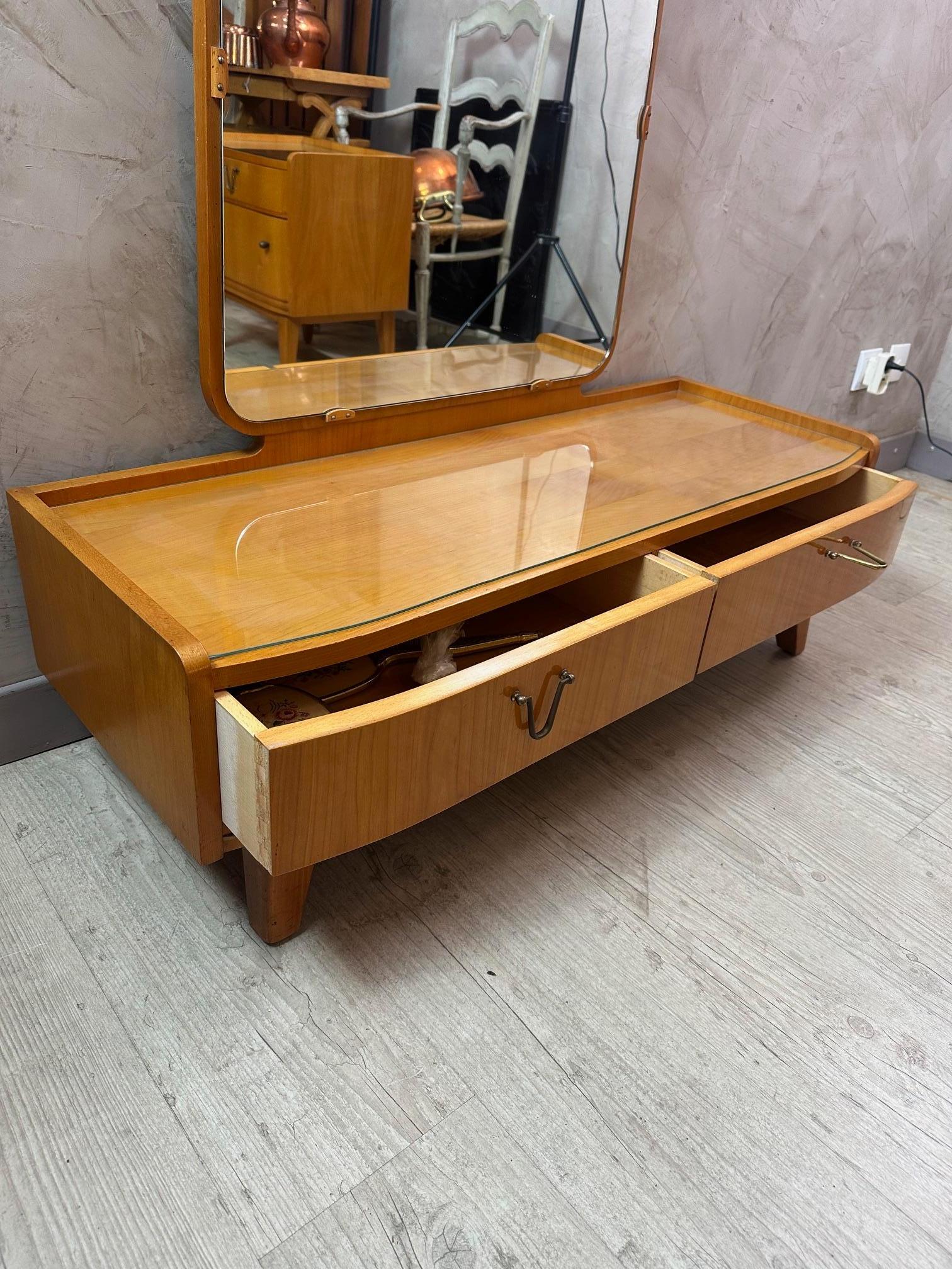 Mid-20th Century Mid-century Bauhaus Style Ash Veneer Hairdresser or Vanities Table, 1950s For Sale