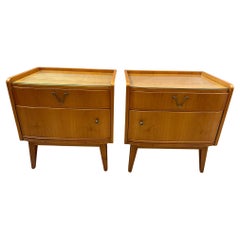Mid-century Bauhaus Style Pair of Ash Side Tables, 1950s