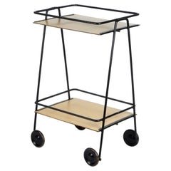 Mid-Century Bauhaus Wrought Iron Tea Trolley Bar Cart