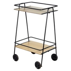 Retro Mid-Century Bauhaus Wrought Iron Tea Trolley Bar Cart