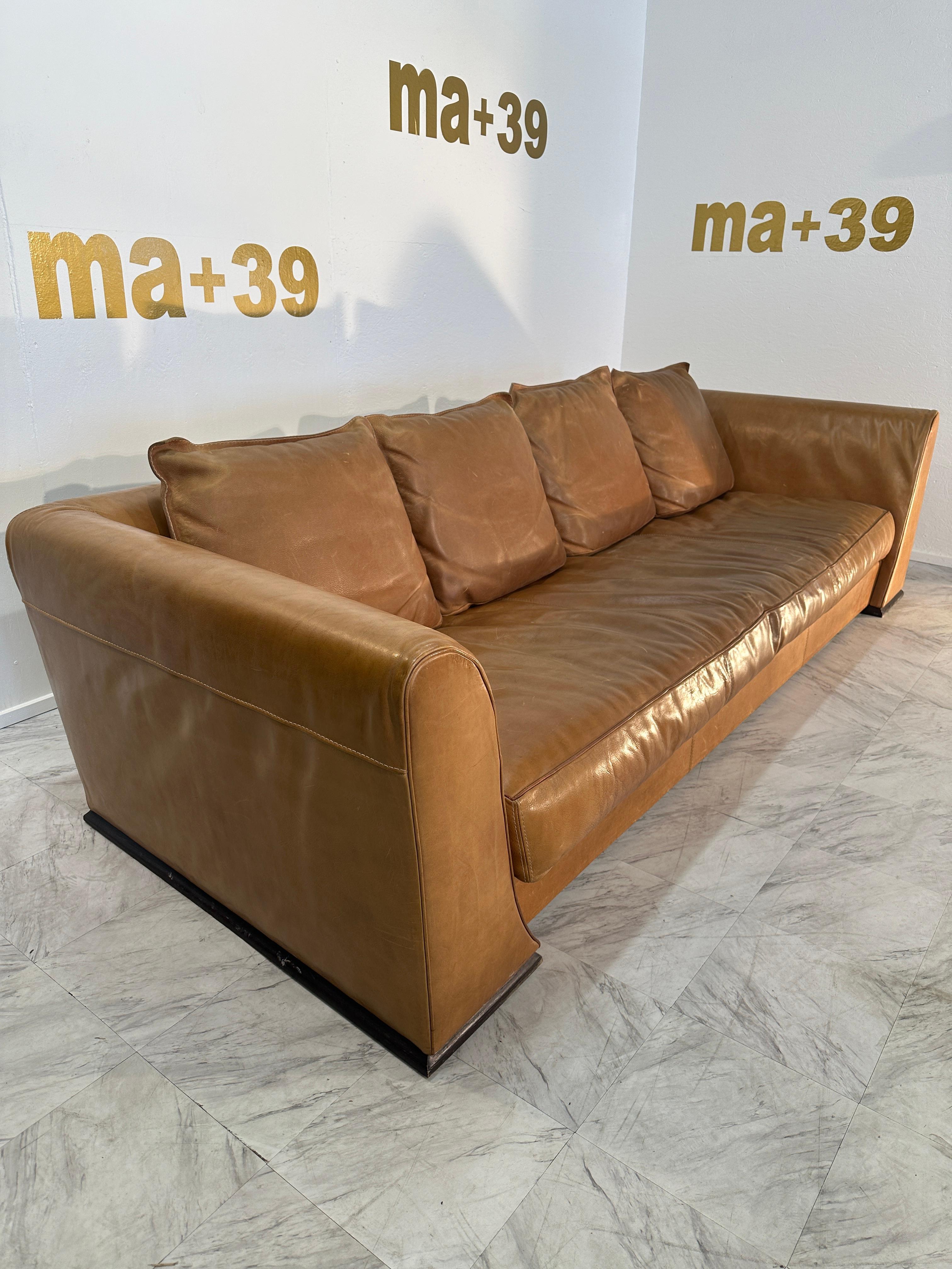 Mid-Century Modern Mid Century Baxter Italian Leather Sofa 1950s