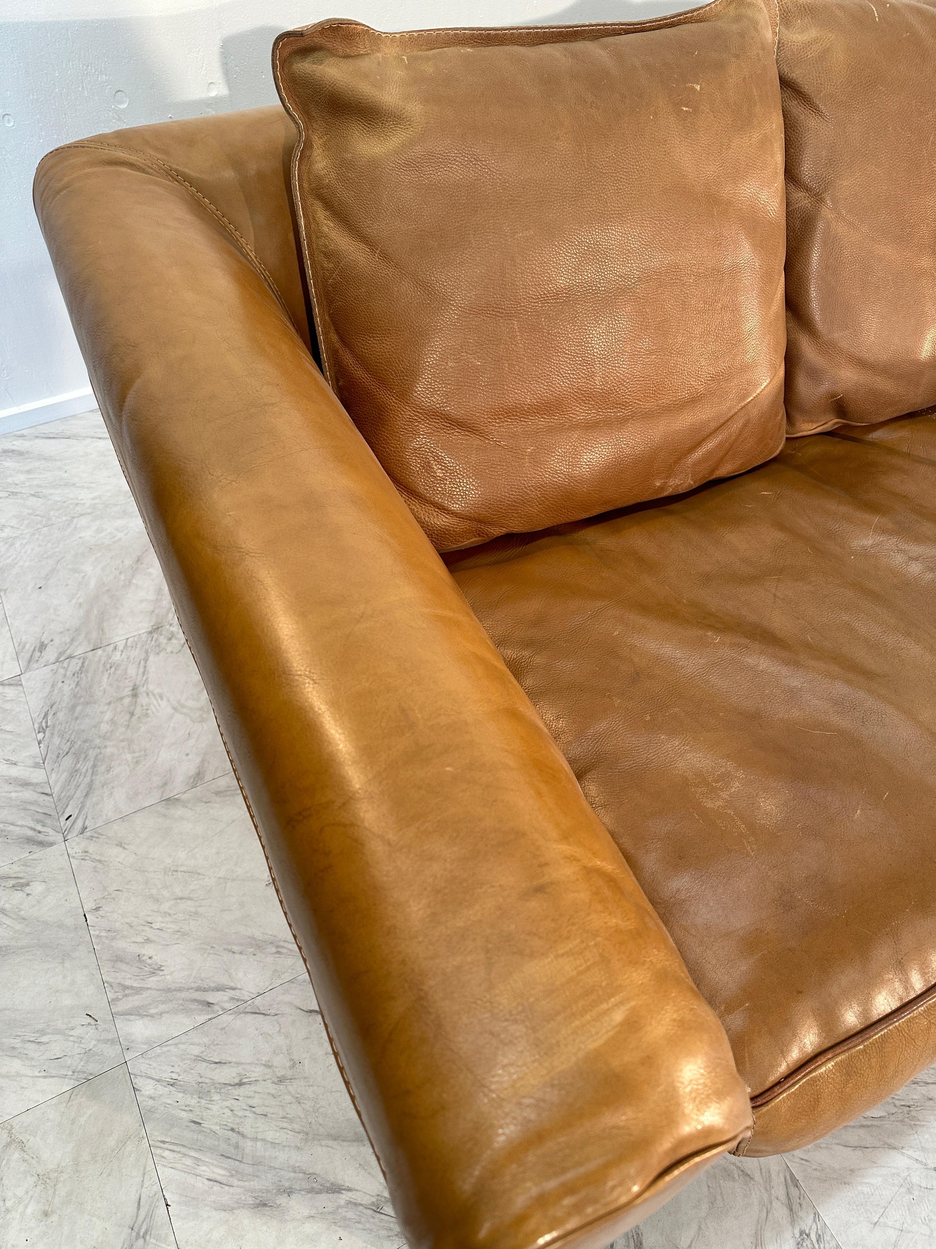 Mid Century Baxter Italian Leather Sofa 1950s 1