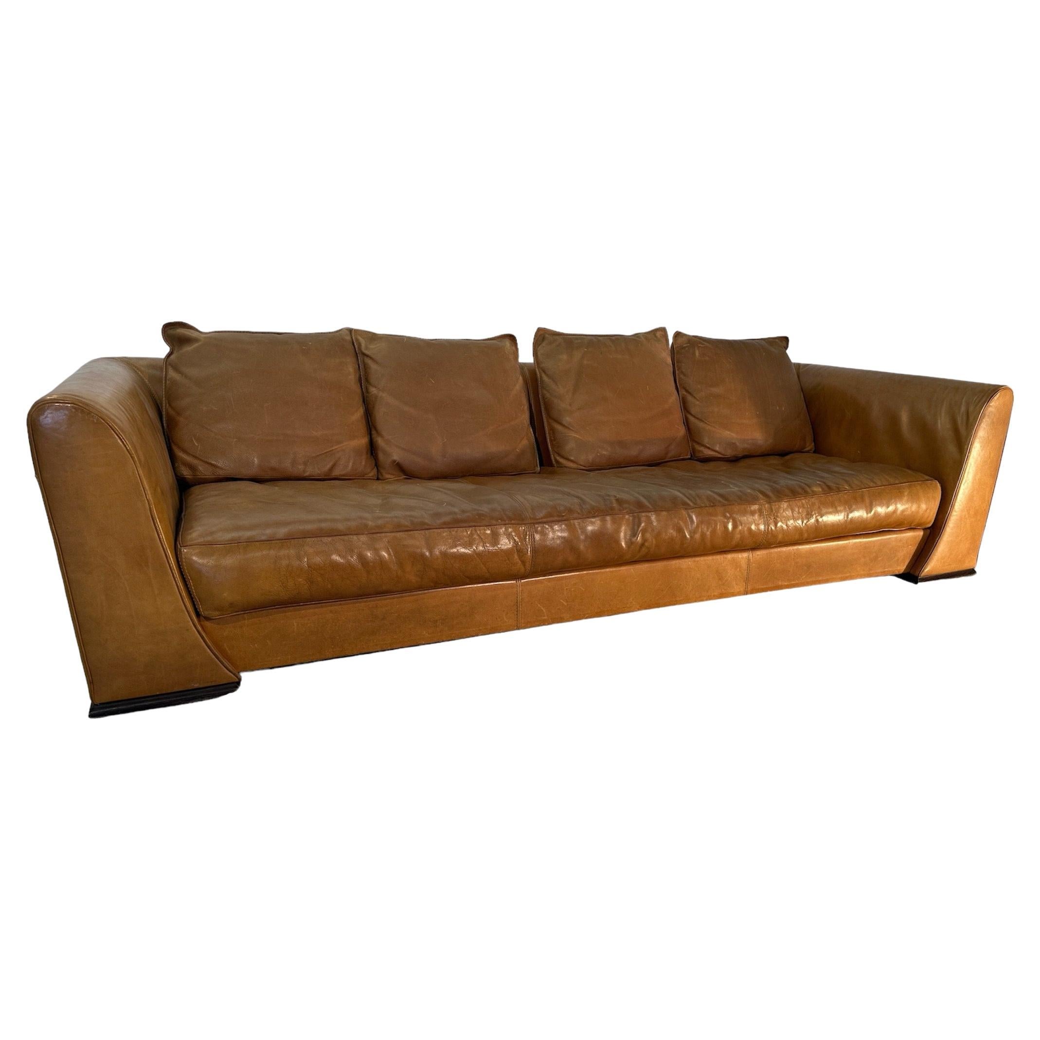 Mid Century Baxter Italian Leather Sofa 1950s