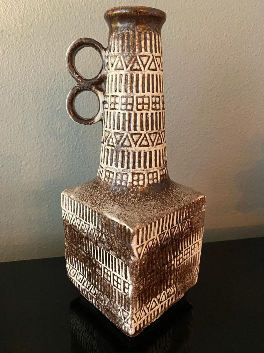 Bodo Mans-Vase aus Keramik mit Bay-Muster aus der Jahrhundertmitte (Deutsch) im Angebot