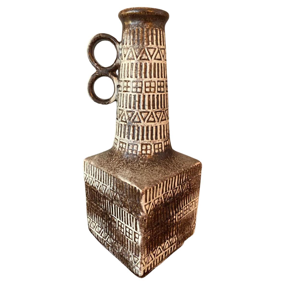 Bodo Mans-Vase aus Keramik mit Bay-Muster aus der Jahrhundertmitte 