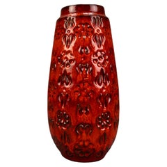 Vaso in ceramica smaltata di colore rosso lava grassa di Bay Keramik, Germania occidentale, anni '70