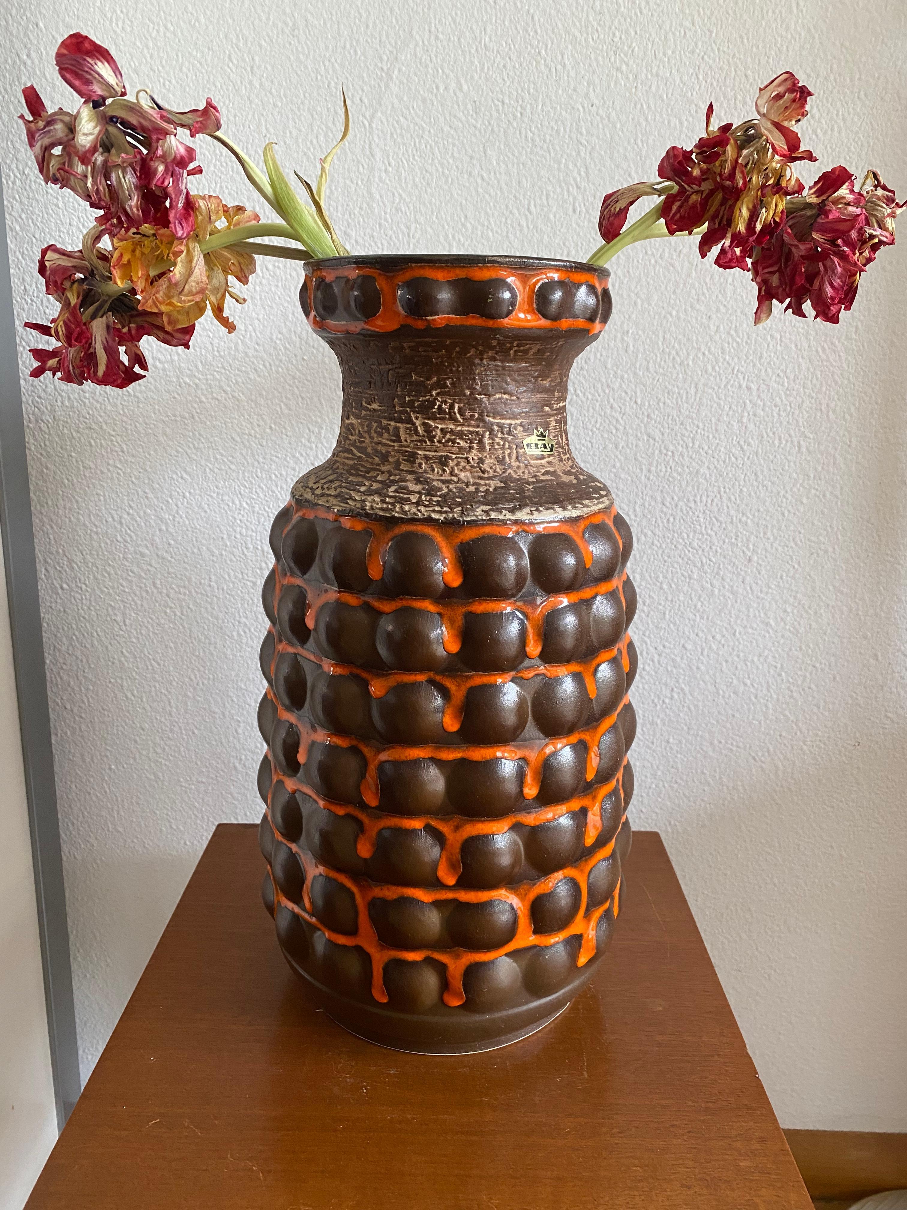 German Midcentury Bay Keramik Large Fat Lava ‘Bubble’ Vase by Bodo Mans For Sale