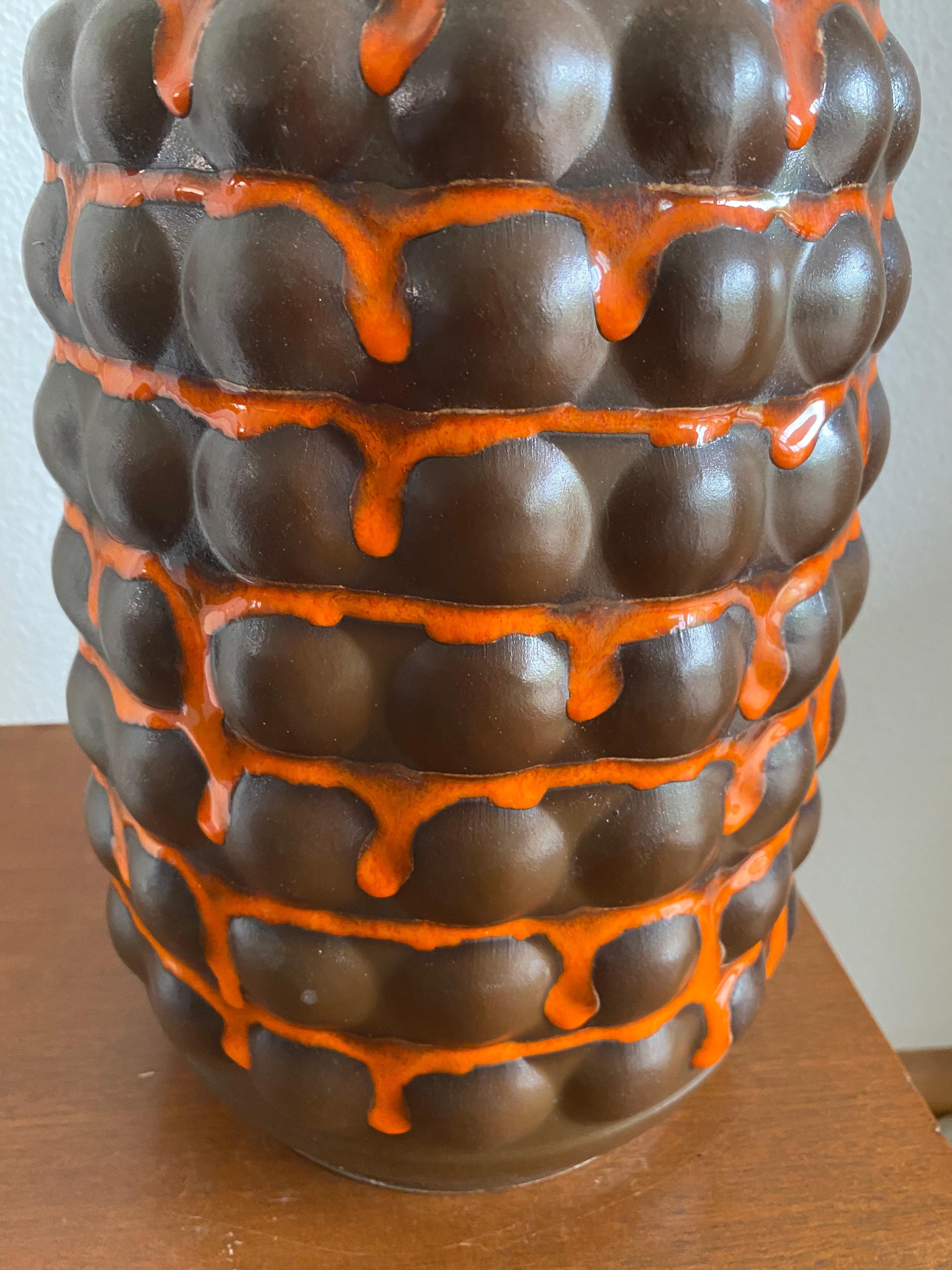 Ceramic Midcentury Bay Keramik Large Fat Lava ‘Bubble’ Vase by Bodo Mans For Sale
