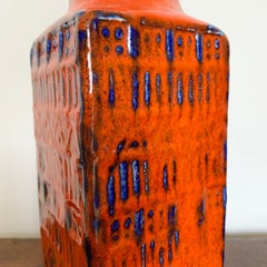 Mid Century Bay Red and Blue Keramik Vase, West Germany