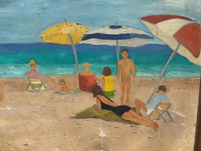 Seaside Painting Mid Century Beach Scene Painting Long Island Ocean