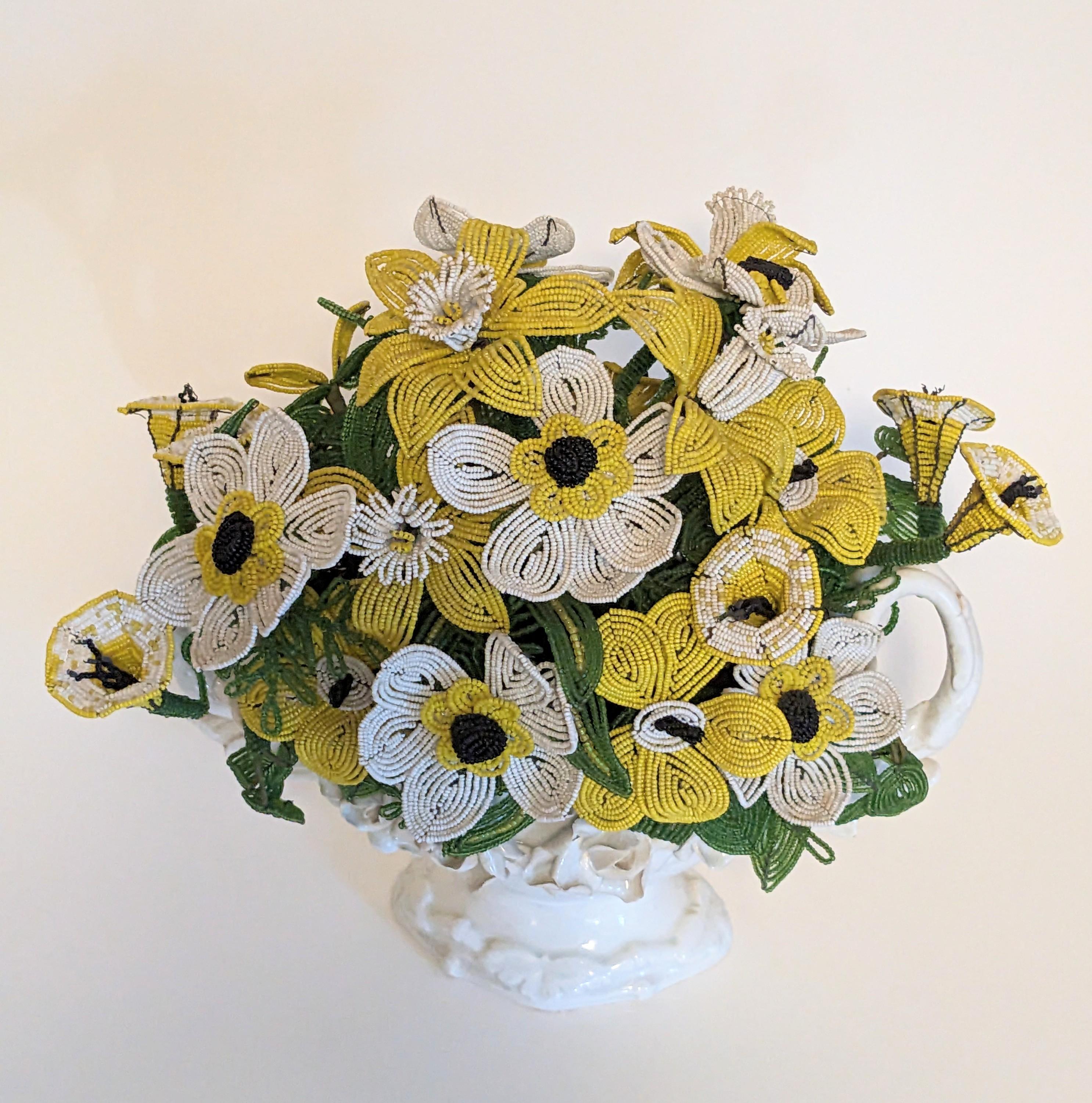 Mid Century Beaded Flower Arrangement For Sale 4