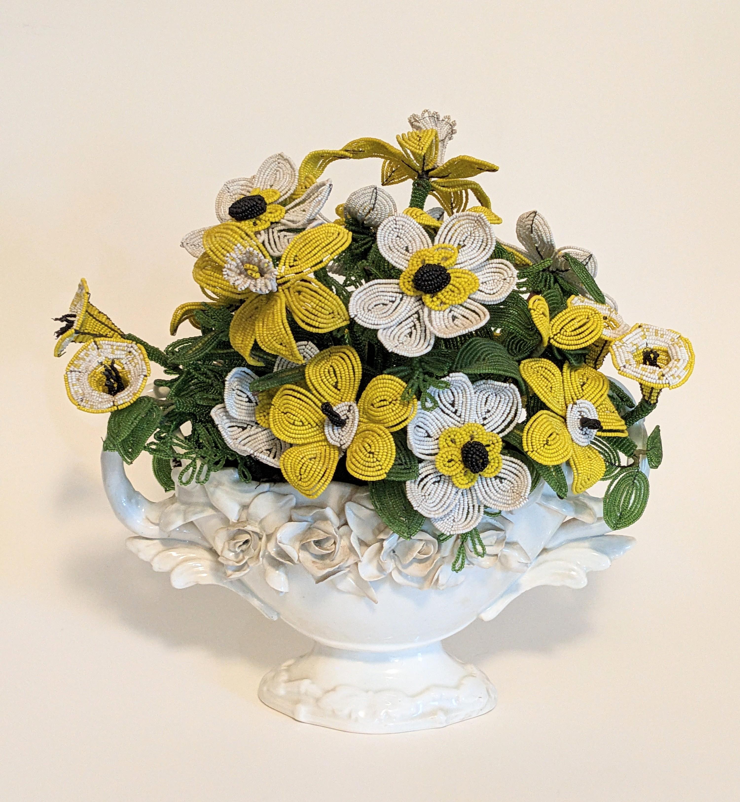Mid-20th Century Mid Century Beaded Flower Arrangement For Sale
