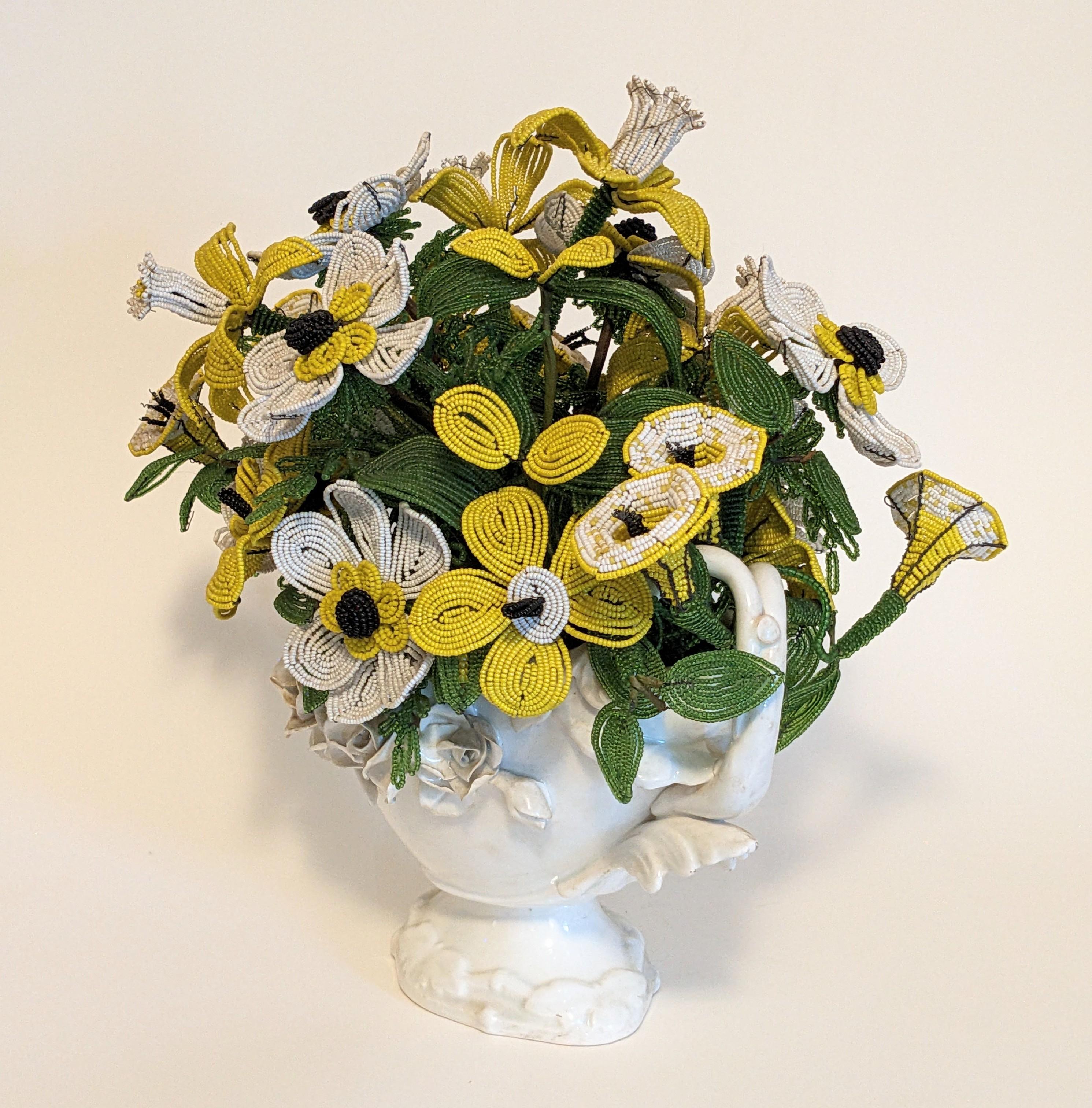 Mid Century Beaded Flower Arrangement For Sale 1