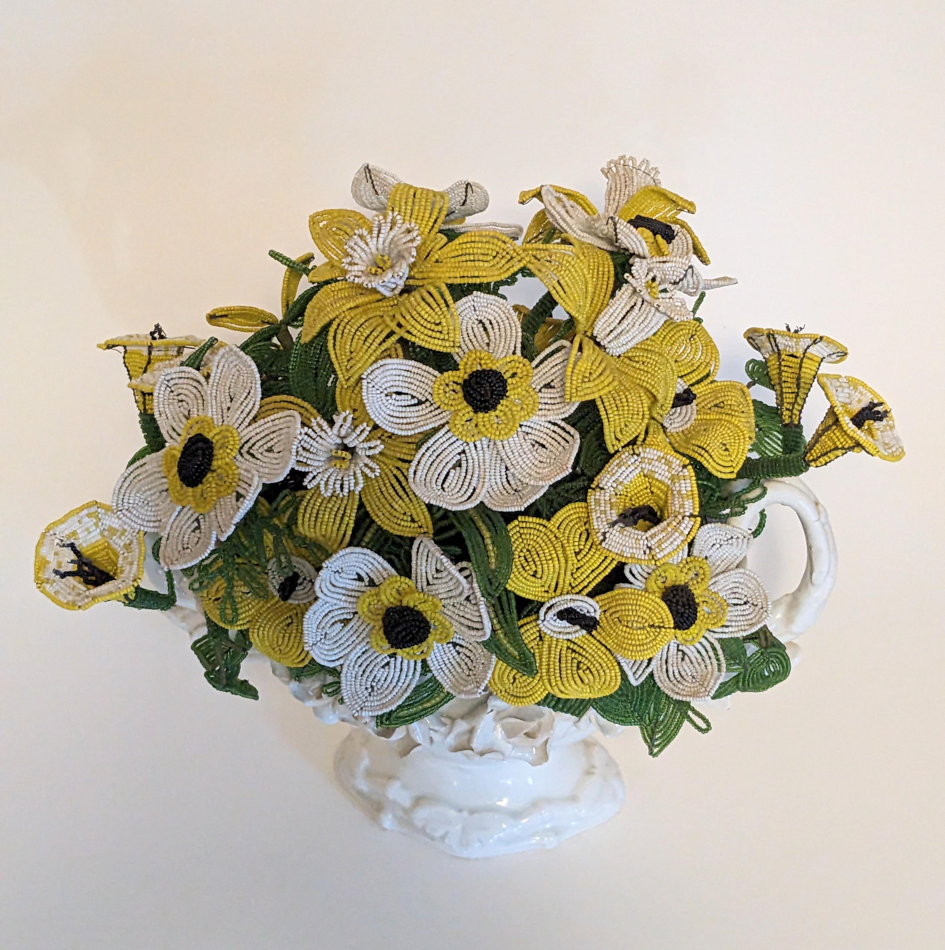 Mid Century Beaded Flower Arrangement For Sale 3