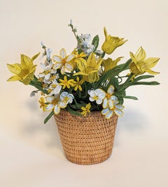 Arreglo de tulipanes con cuentas de mediados de siglo