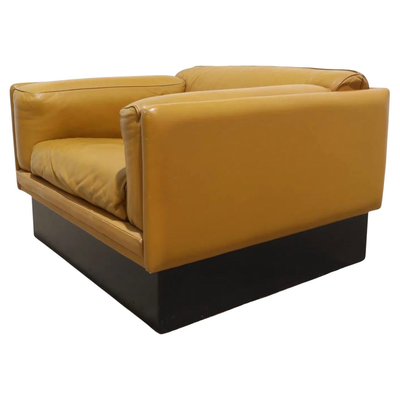 Mid-Century Modern Mid Century Beaufort Leather low Cube Chair Georges van Rijck Belgium