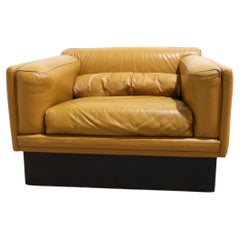 Mid Century Beaufort Leather low Cube Chair Georges van Rijck Belgium
