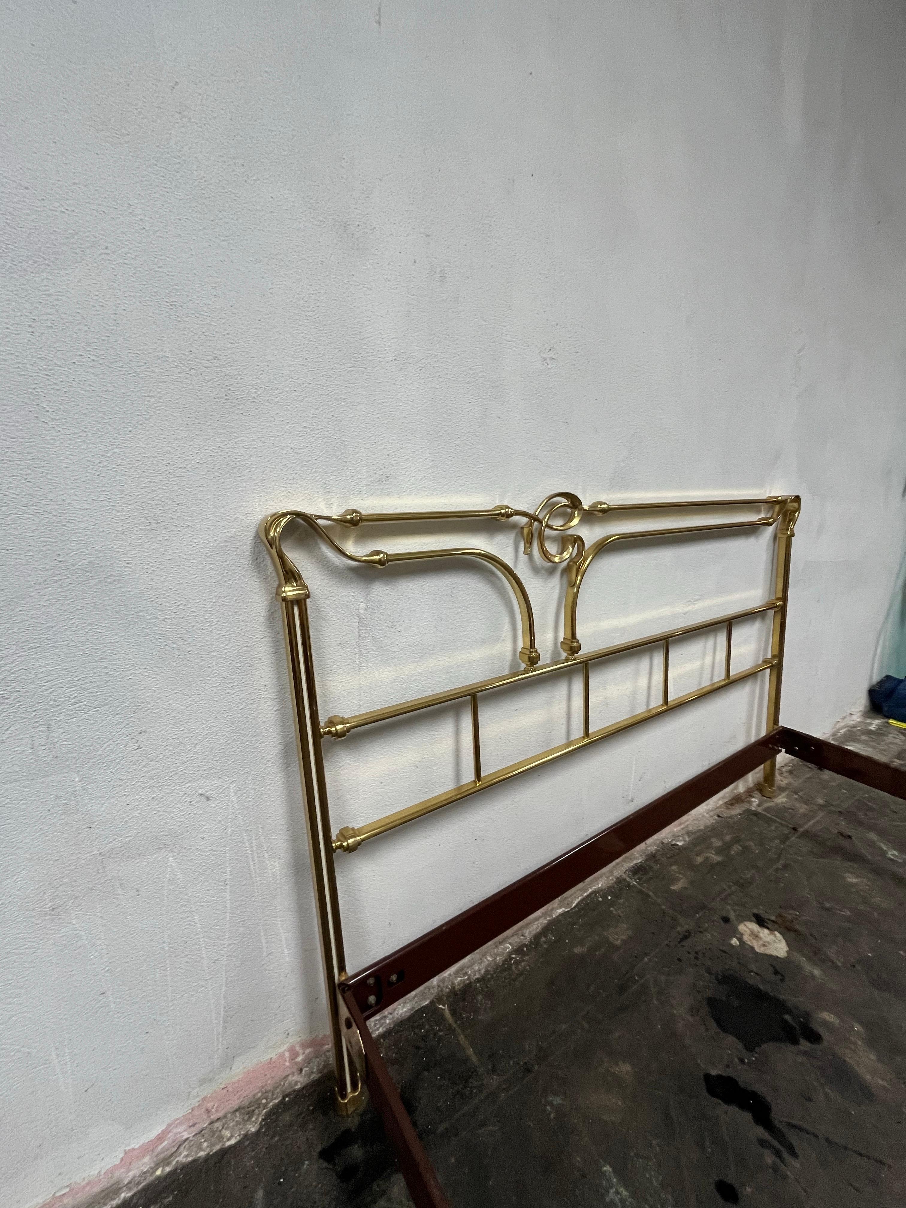 Mid Century Bed Frame of Lacquered Patinated Brass, Italy, 1970s Bloomingdales For Sale 2