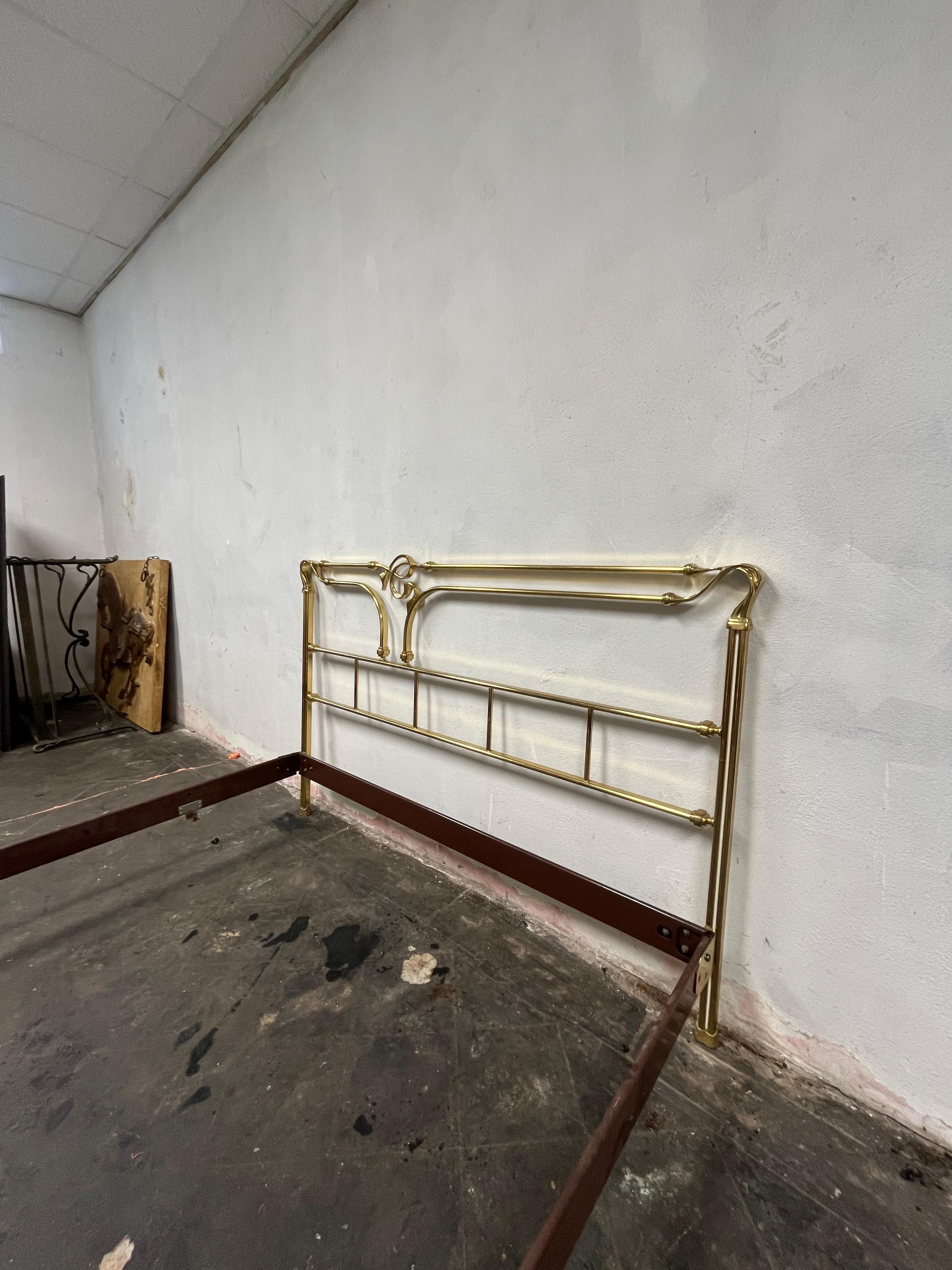 Mid Century Bed Frame of Lacquered Patinated Brass, Italy, 1970s Bloomingdales For Sale 3