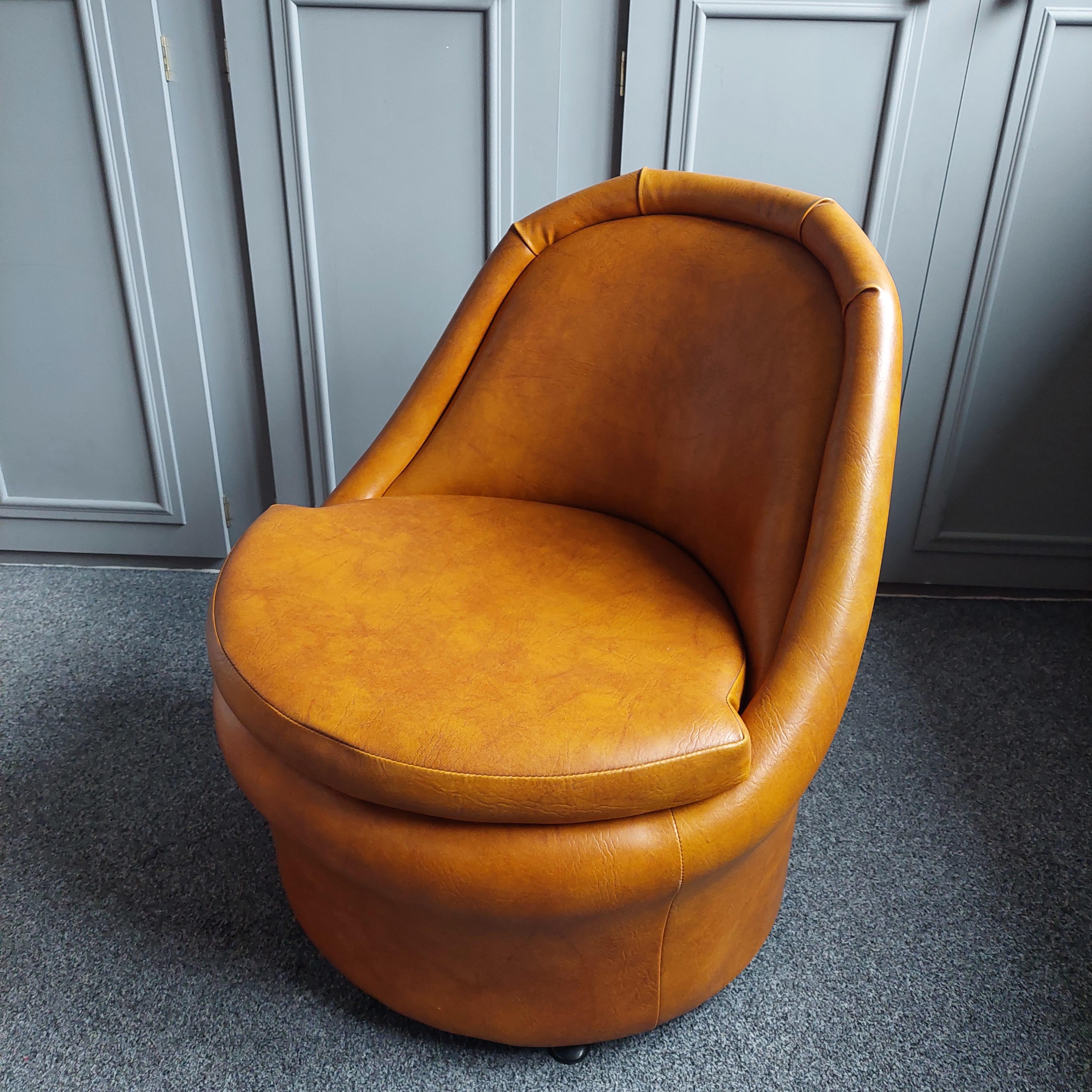 Mid Century Bedroom cocktail chair tub accent chair  tan leatherette  Sherborne 7