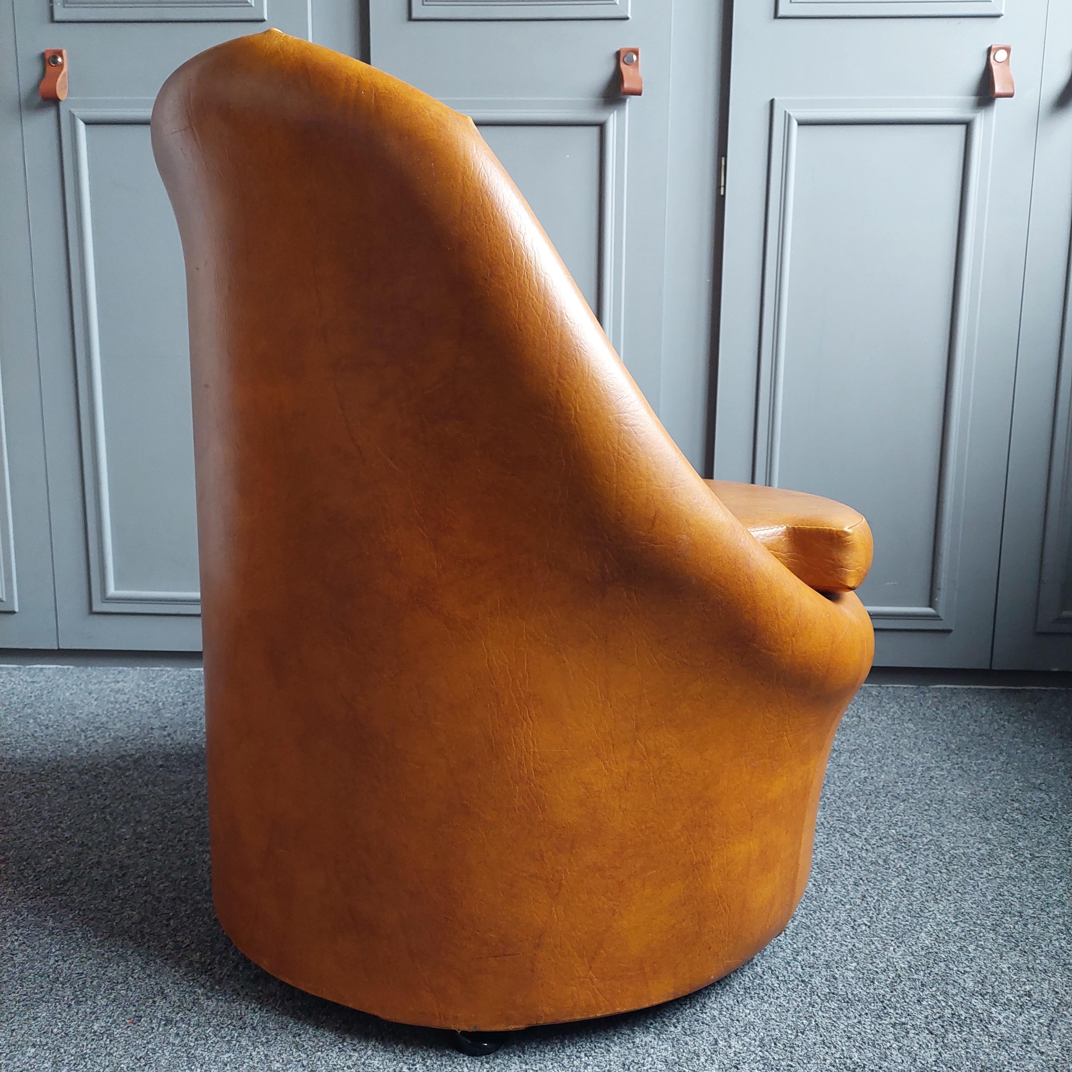 20th Century Mid Century Bedroom cocktail chair tub accent chair  tan leatherette  Sherborne