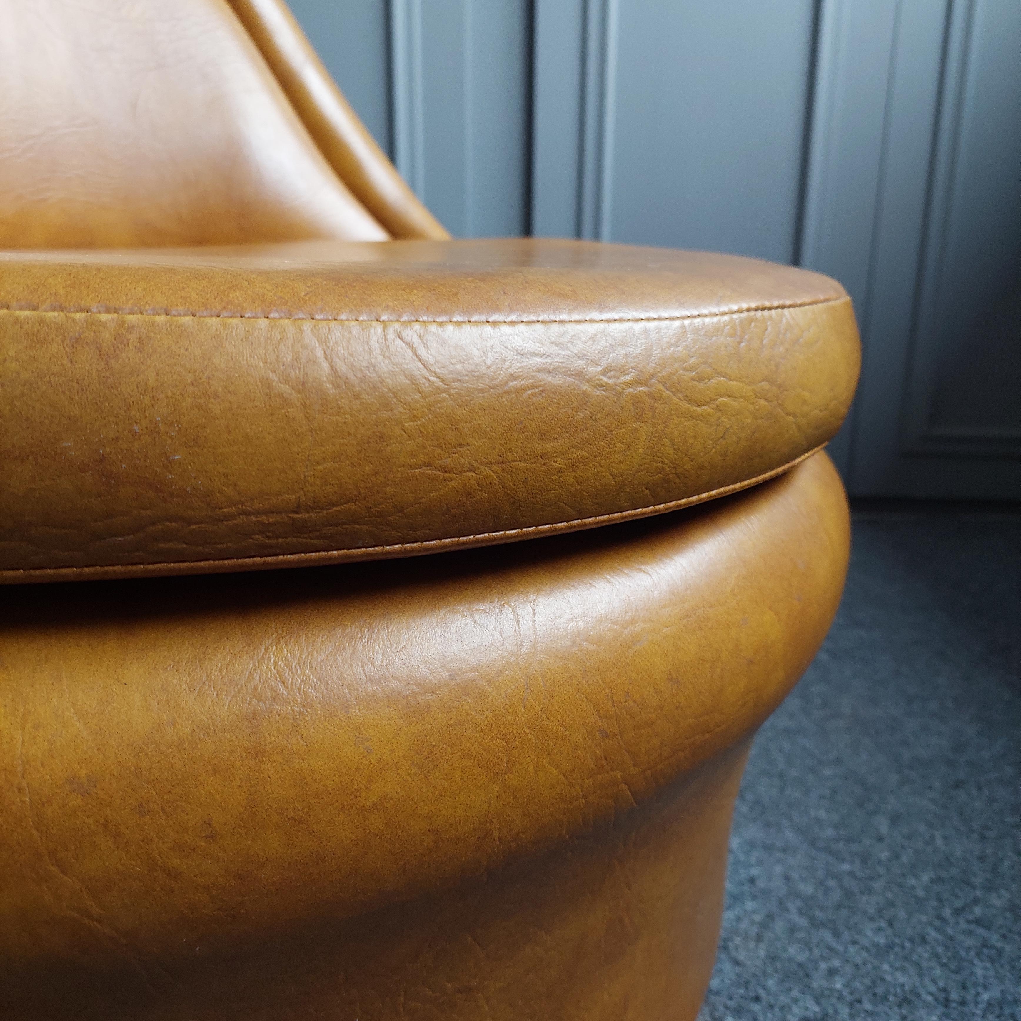 Mid Century Bedroom cocktail chair tub accent chair  tan leatherette  Sherborne 2