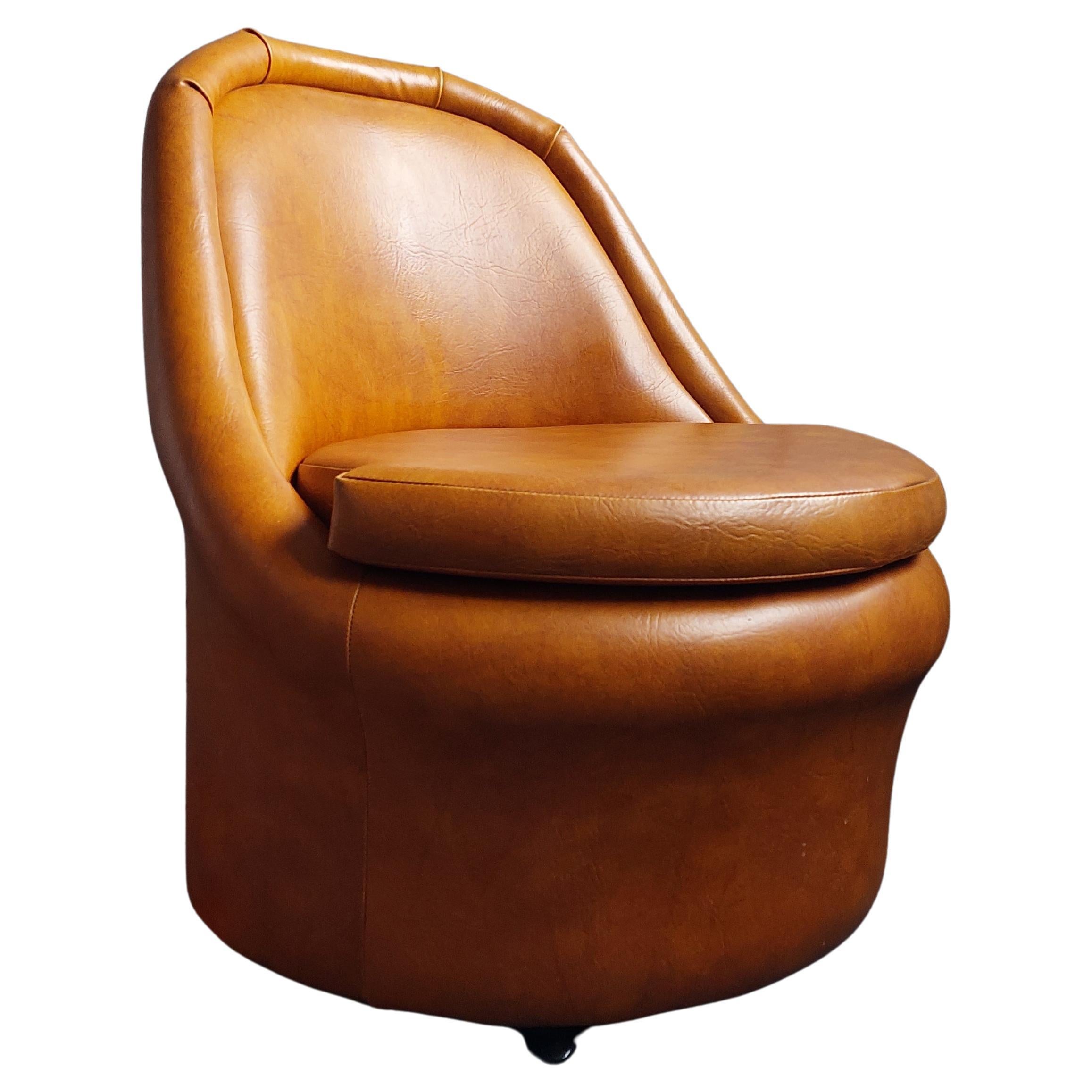 Mid Century Bedroom cocktail chair tub accent chair  tan leatherette  Sherborne