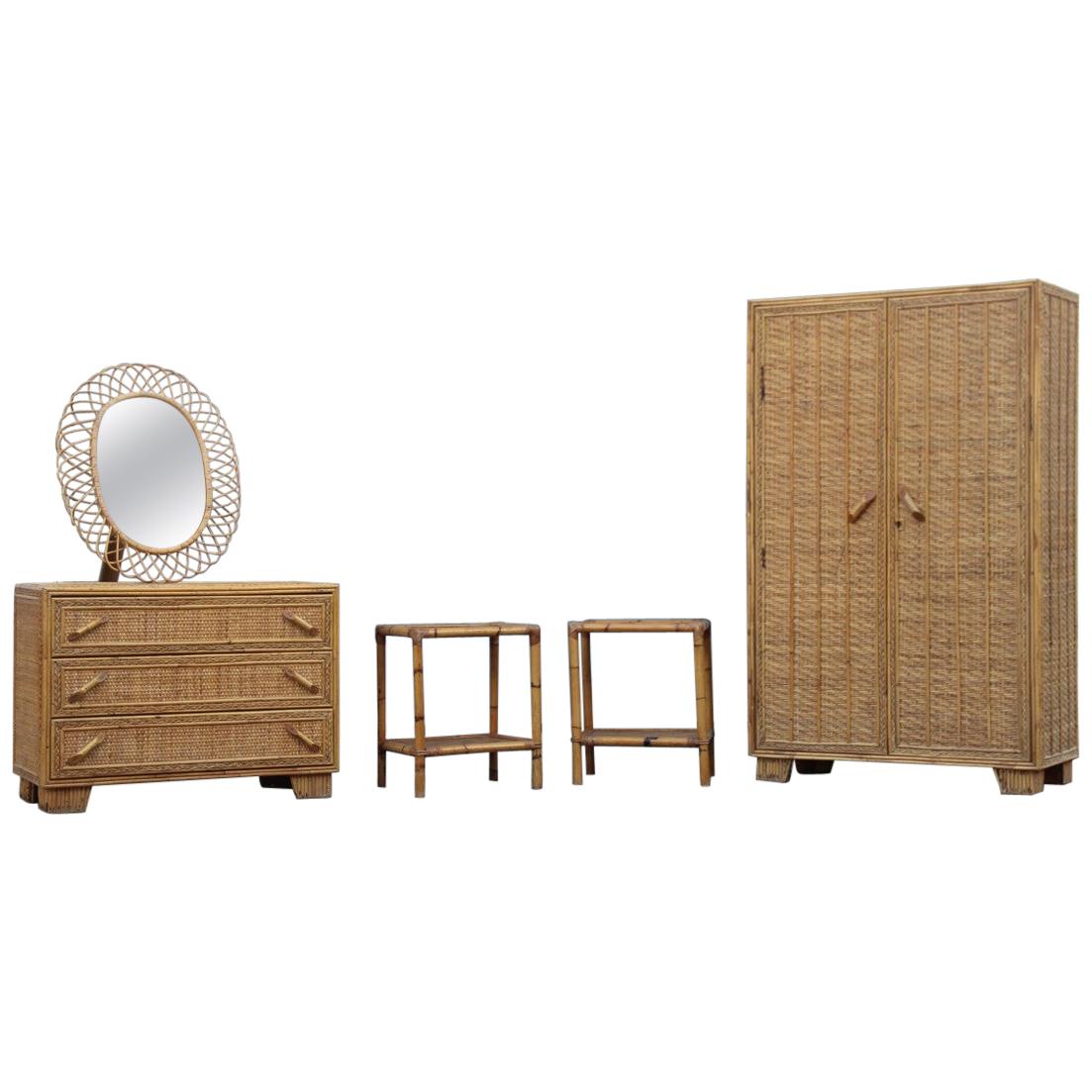 Midcentury Bedroom Sets Italian Bamboo Bonacina Chest of Drawers Wardrobe