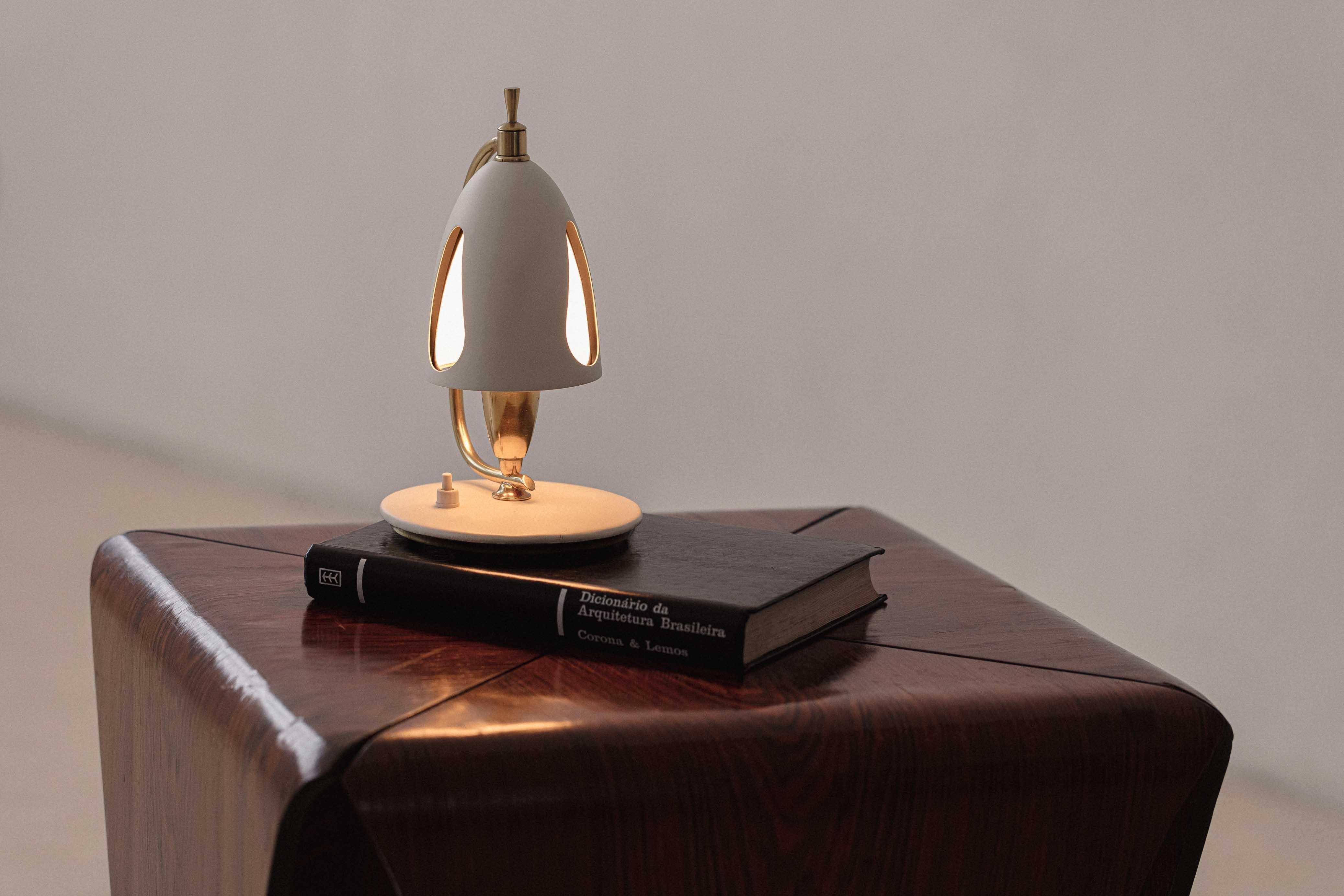 Mid-20th Century Midcentury Bedside Table Lamp, Brazilian Company Carlo Montalto & Filhos, 1950s For Sale
