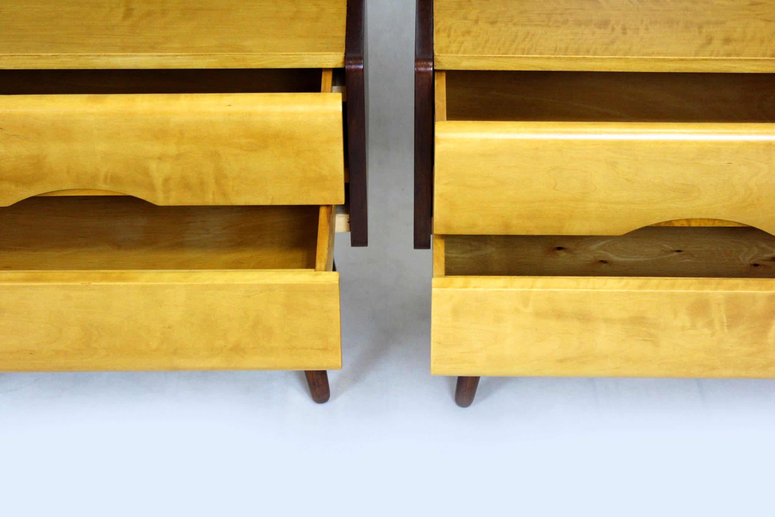 Mid-Century Bedside Tables and Cabinet, 1960s, Set of 3 5